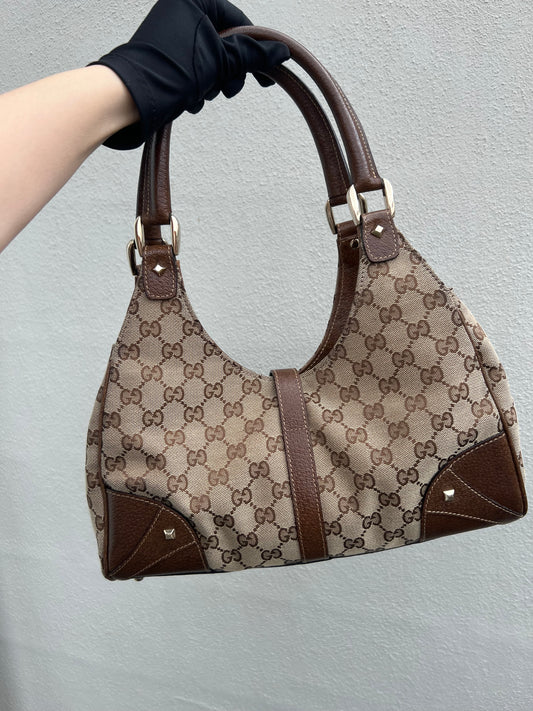 Pre-Loved Gucci GG Canvas Nailhead Jackie Bardot