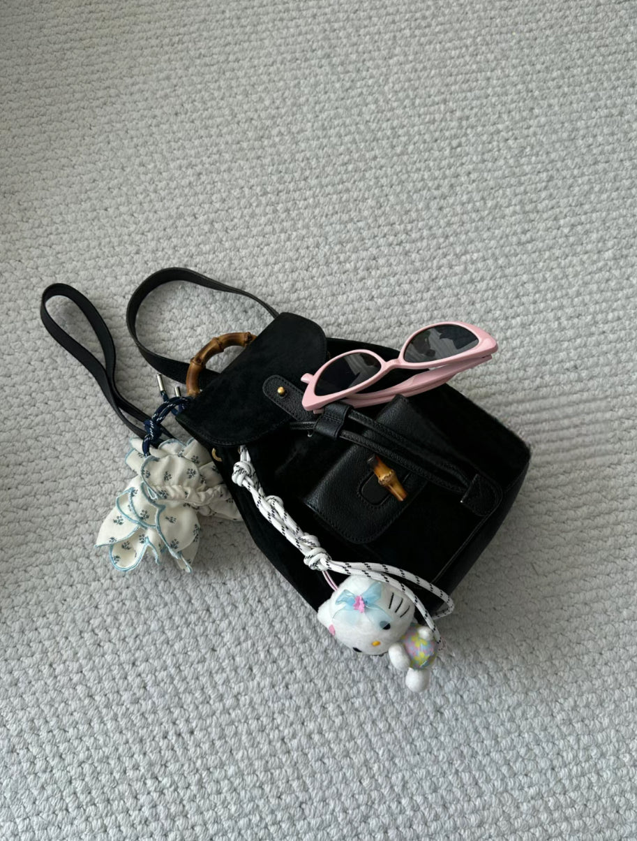 Pre-loved Gucci Bamboo Mini Backpack In Black Suede And Leather