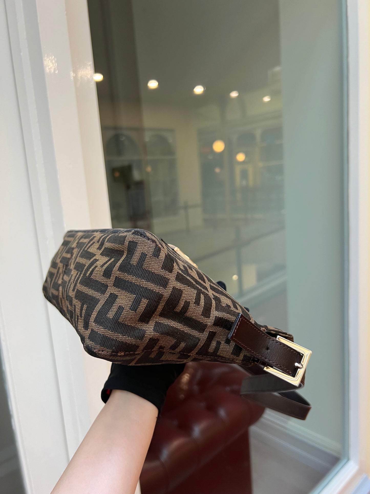 Pre-loved Fendi Zucca FF Mamma Forever Baguette Flap