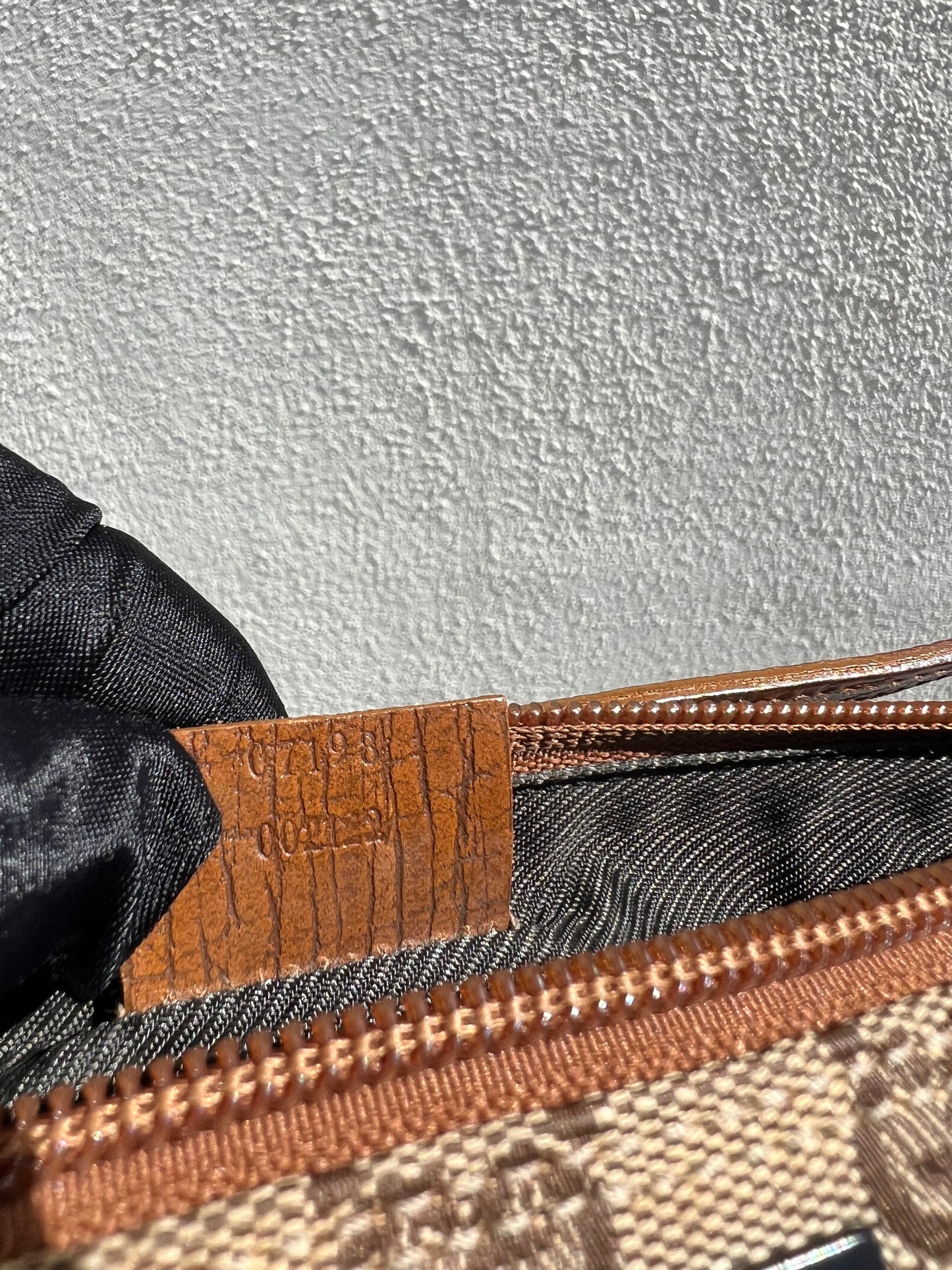 Pre-loved Gucci vintage GG Canvas Boat Baguette Bag Brown