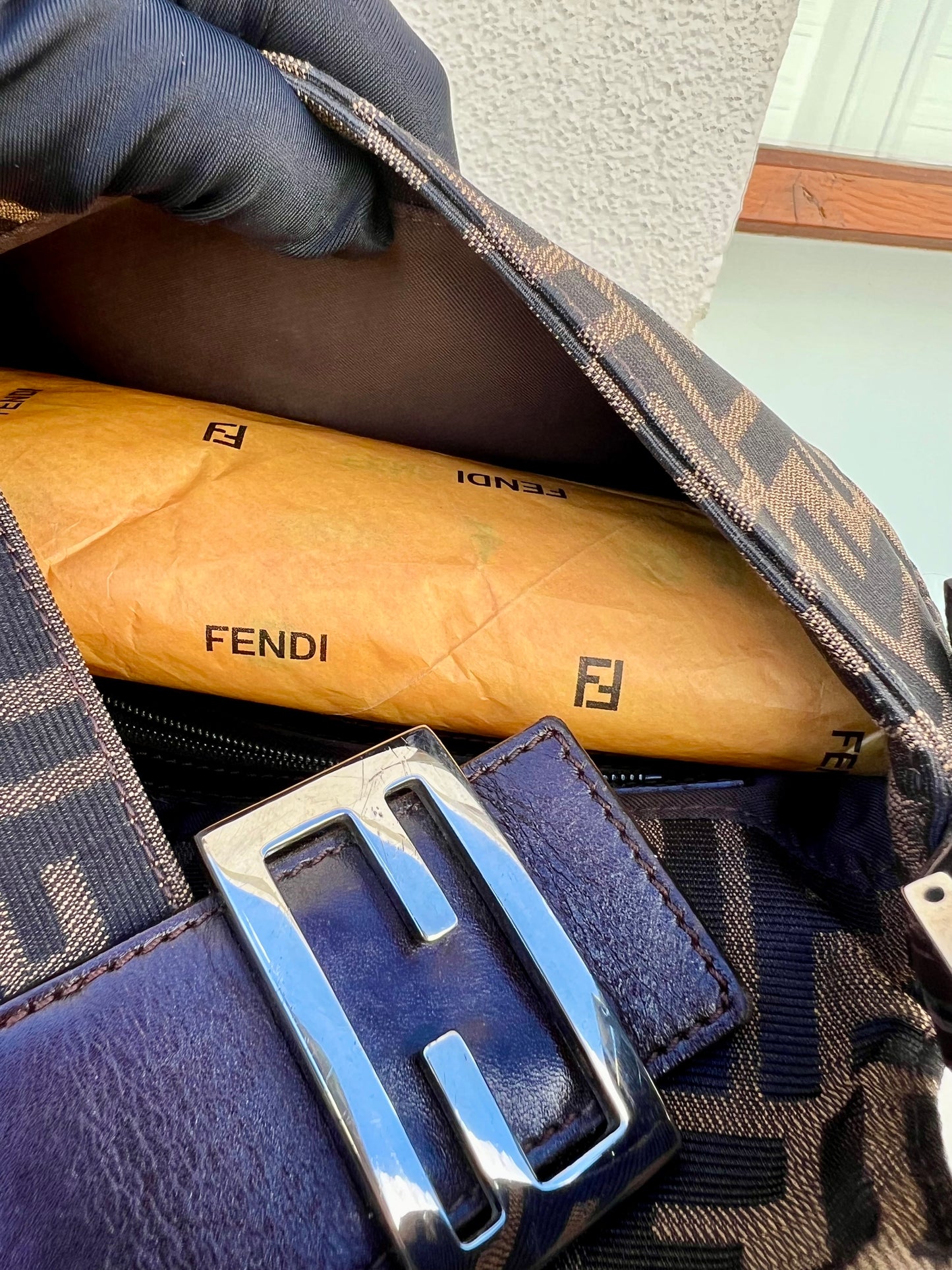 Pre-loved Fendi Vintage Zucca Baguette Handbag