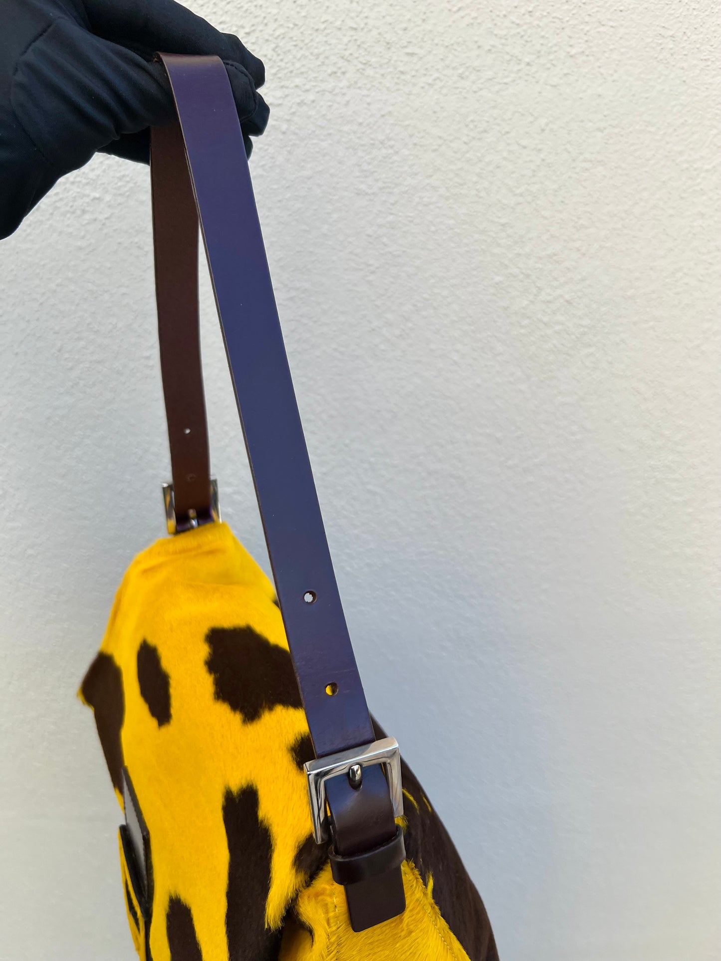 Pre-loved Fendi Ponyhair Cow Priny Mamma Baguette Handbag