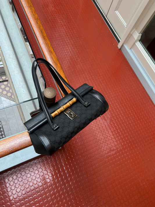 Pre-loved Gucci by Tom Ford Brown Bullet Bag Bamboo Lock Flap S/S 2003