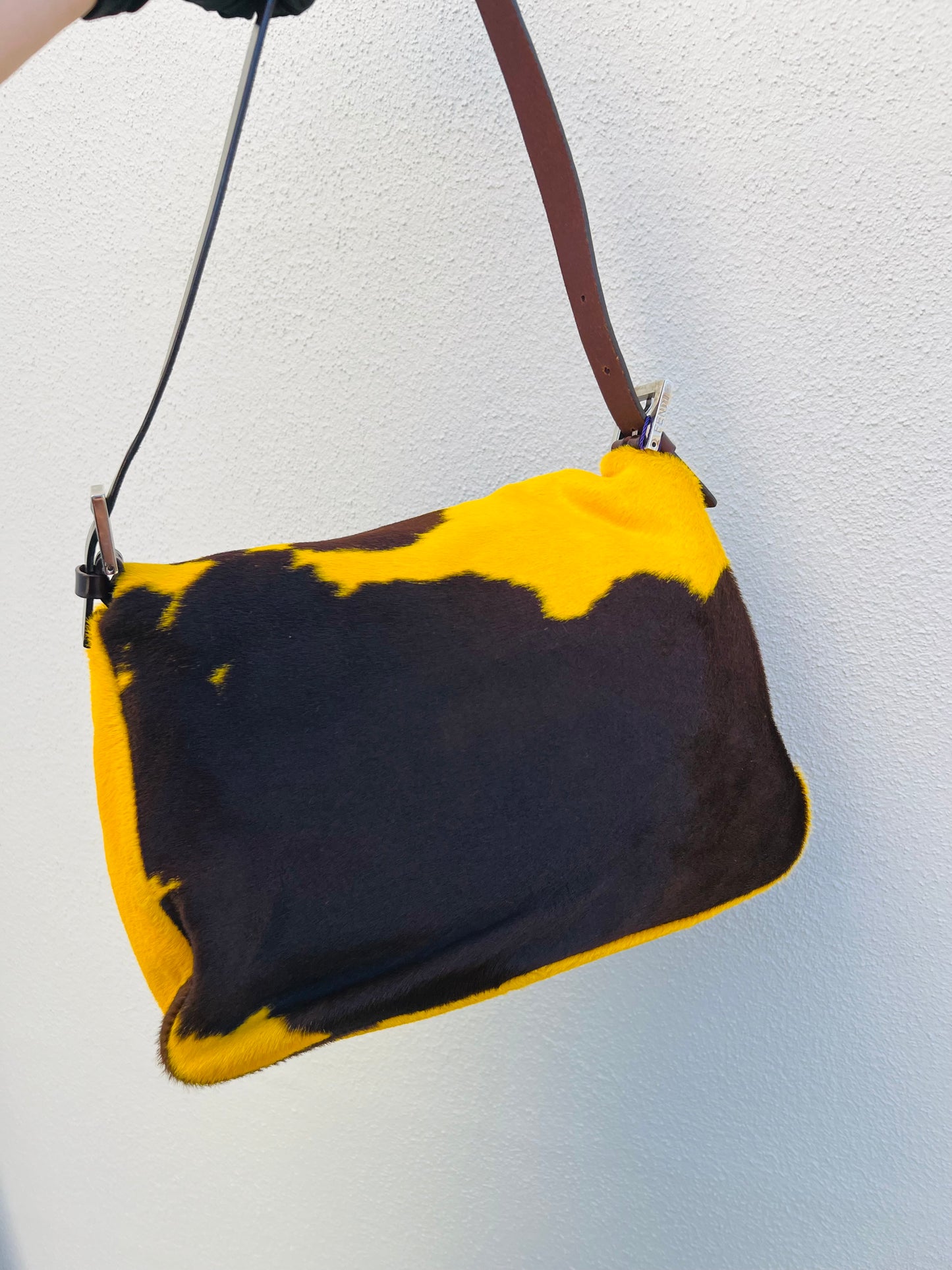 Pre-loved Fendi Ponyhair Cow Priny Mamma Baguette Handbag