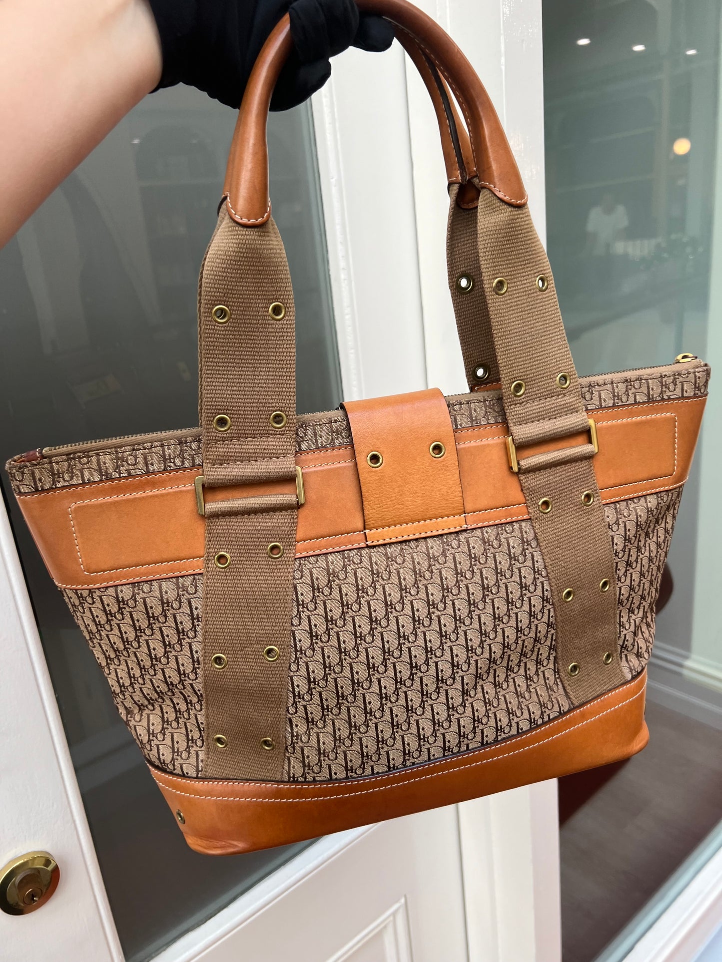 Pre- loved Christian Dior Brown Street Chic Trotter Tote Handbag