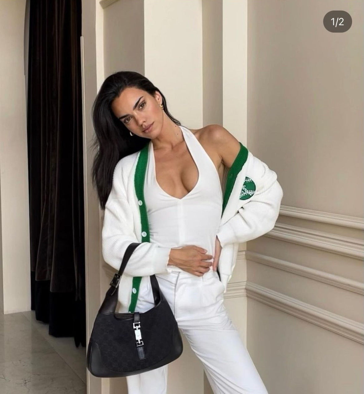 Pre-loved Gucci Black GG Canvas and Leather Jackie O Hobo 1999