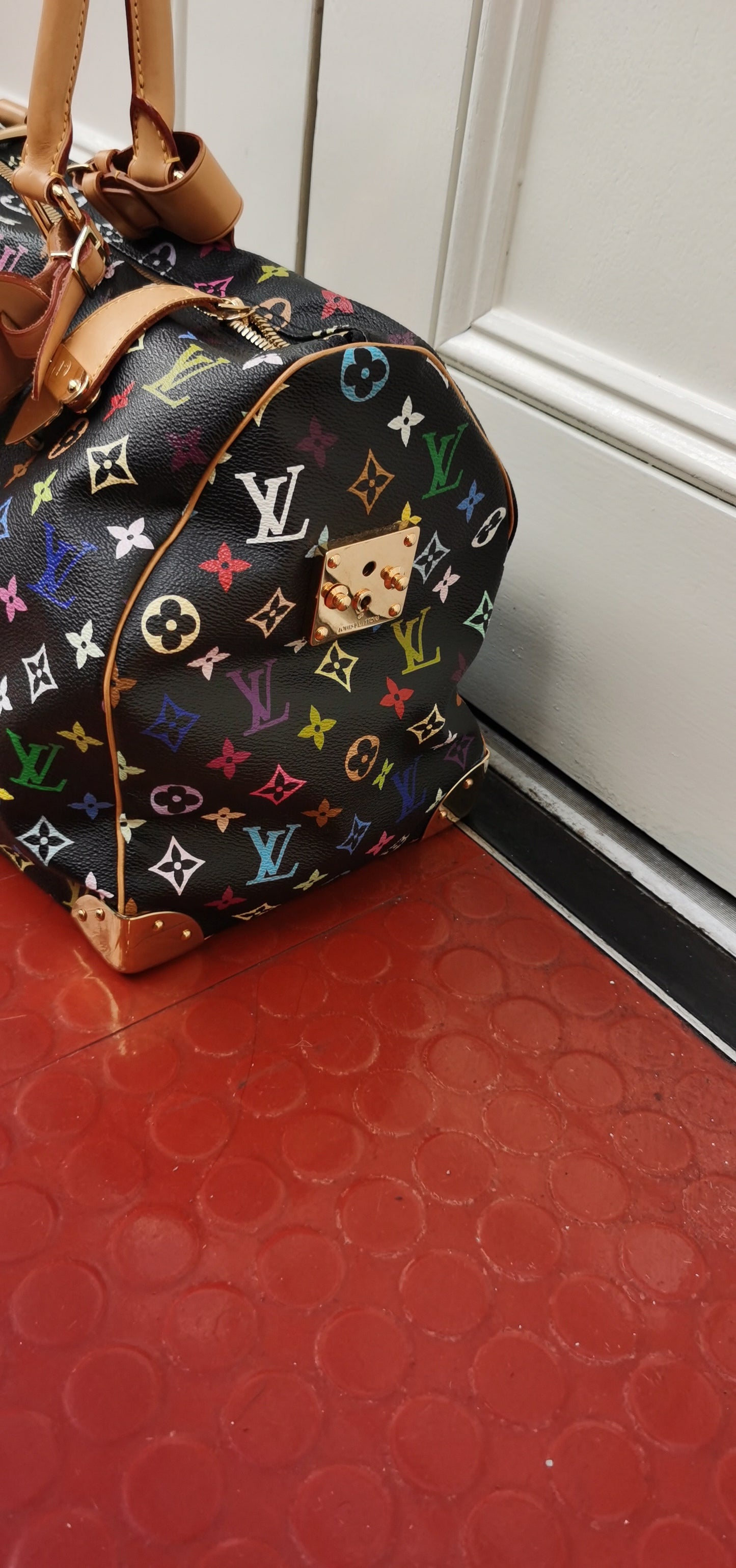 Pre-loved Louis Vuitton 2003 Black Monogram Multicolor keepall 45 Handbag Travelbag