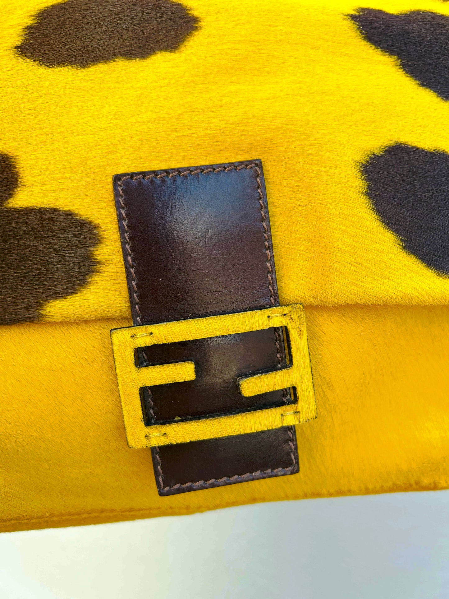 Pre-loved Fendi Ponyhair Cow Priny Mamma Baguette Handbag
