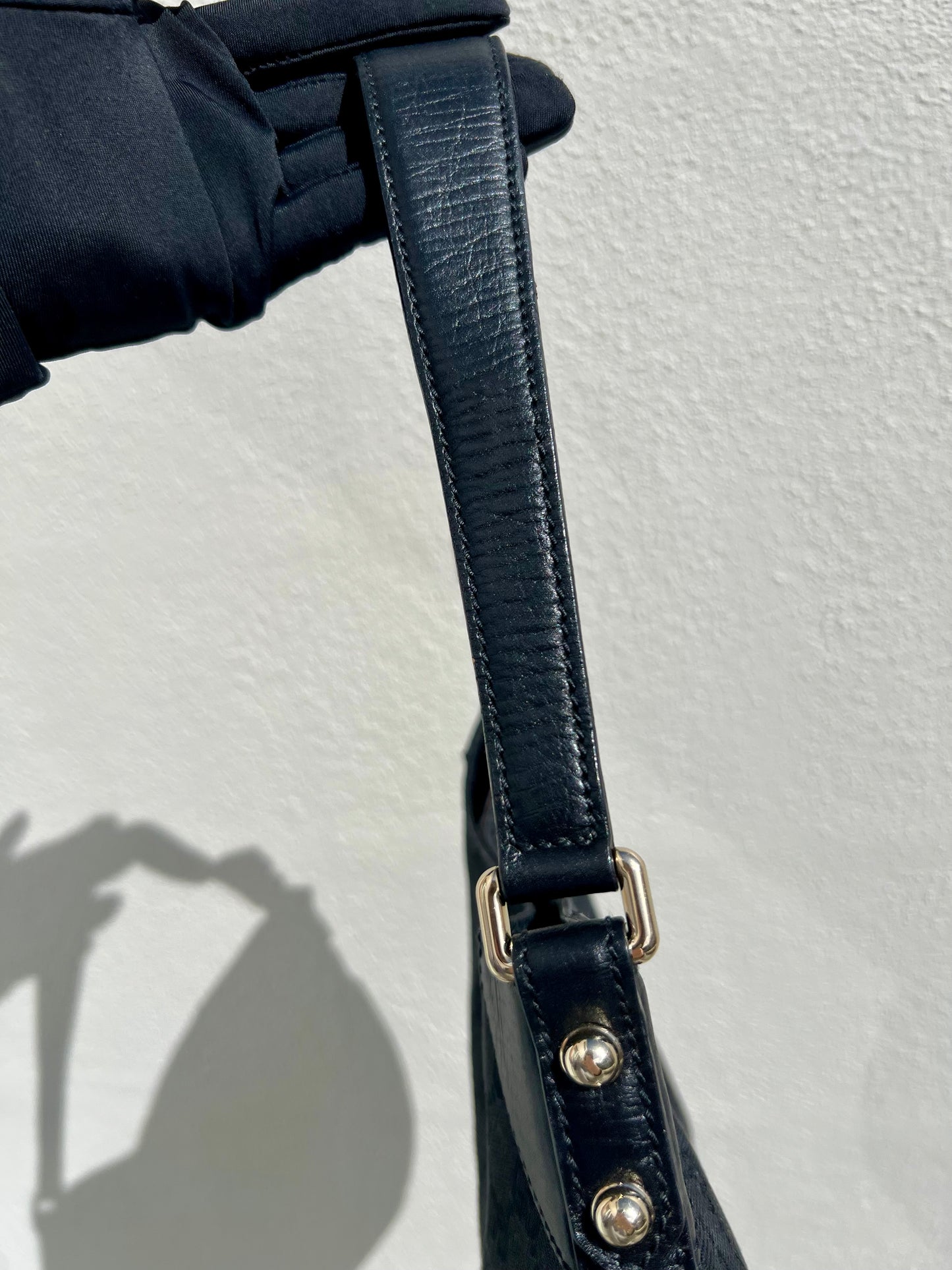 Pre-loved Gucci Horsebit Hasler Hobo Shoulder bag Black