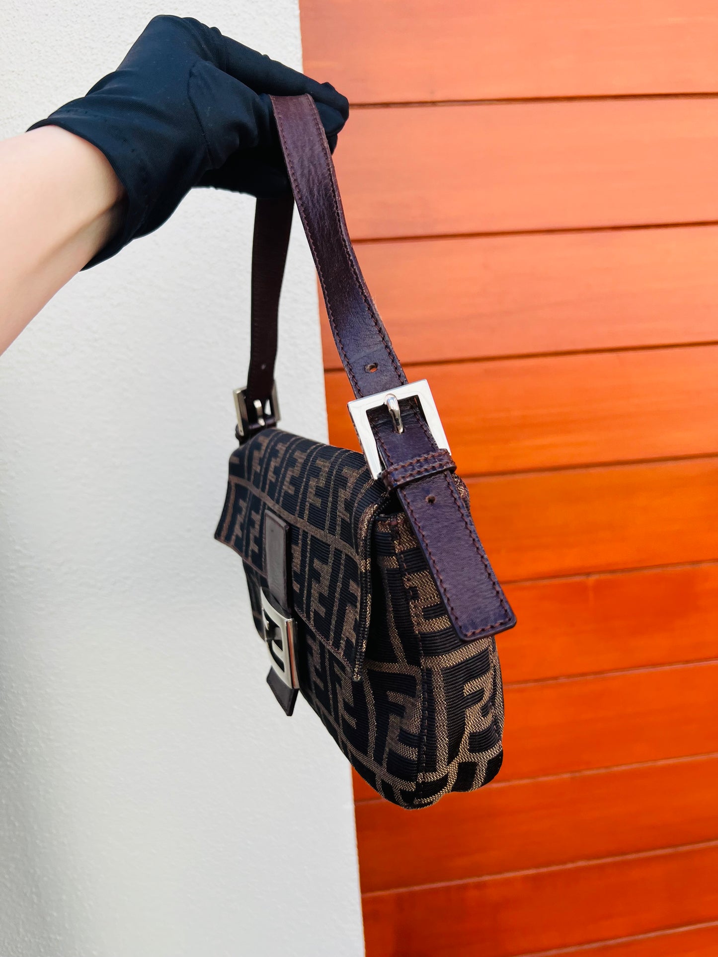 Pre-loved Fendi Vintage Zucca Baguette Handbag