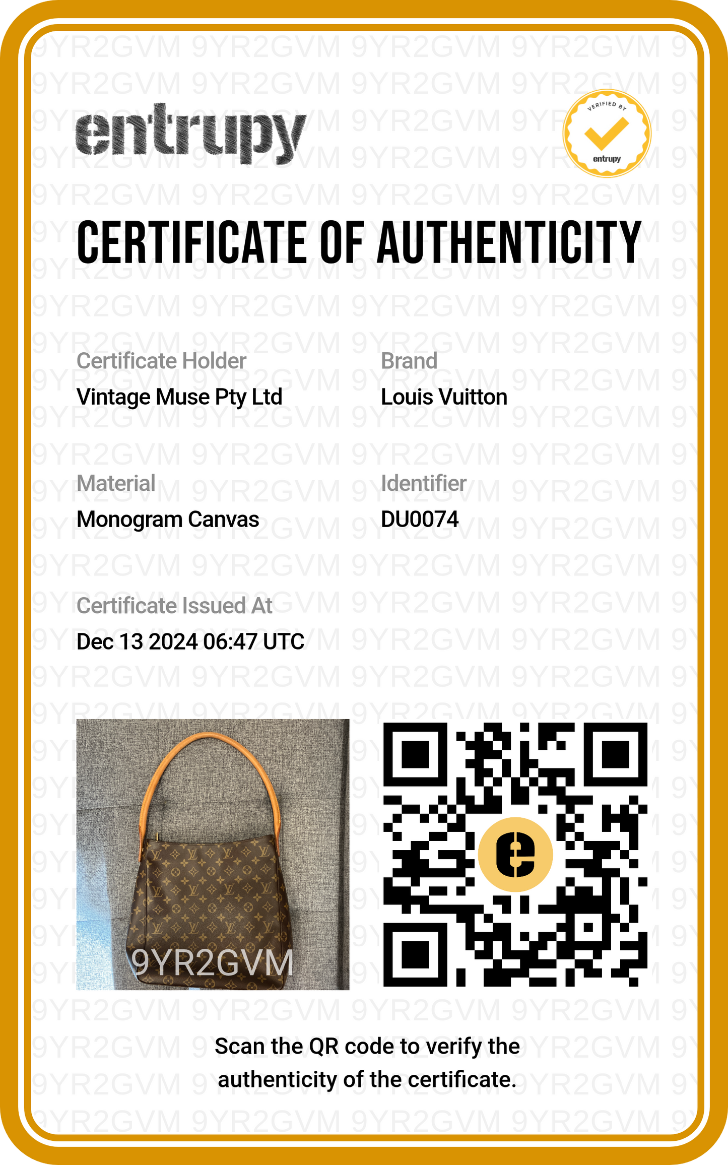 Pre-loved Louis Vuitton Looping Leather Handbag Monogram GM 2004