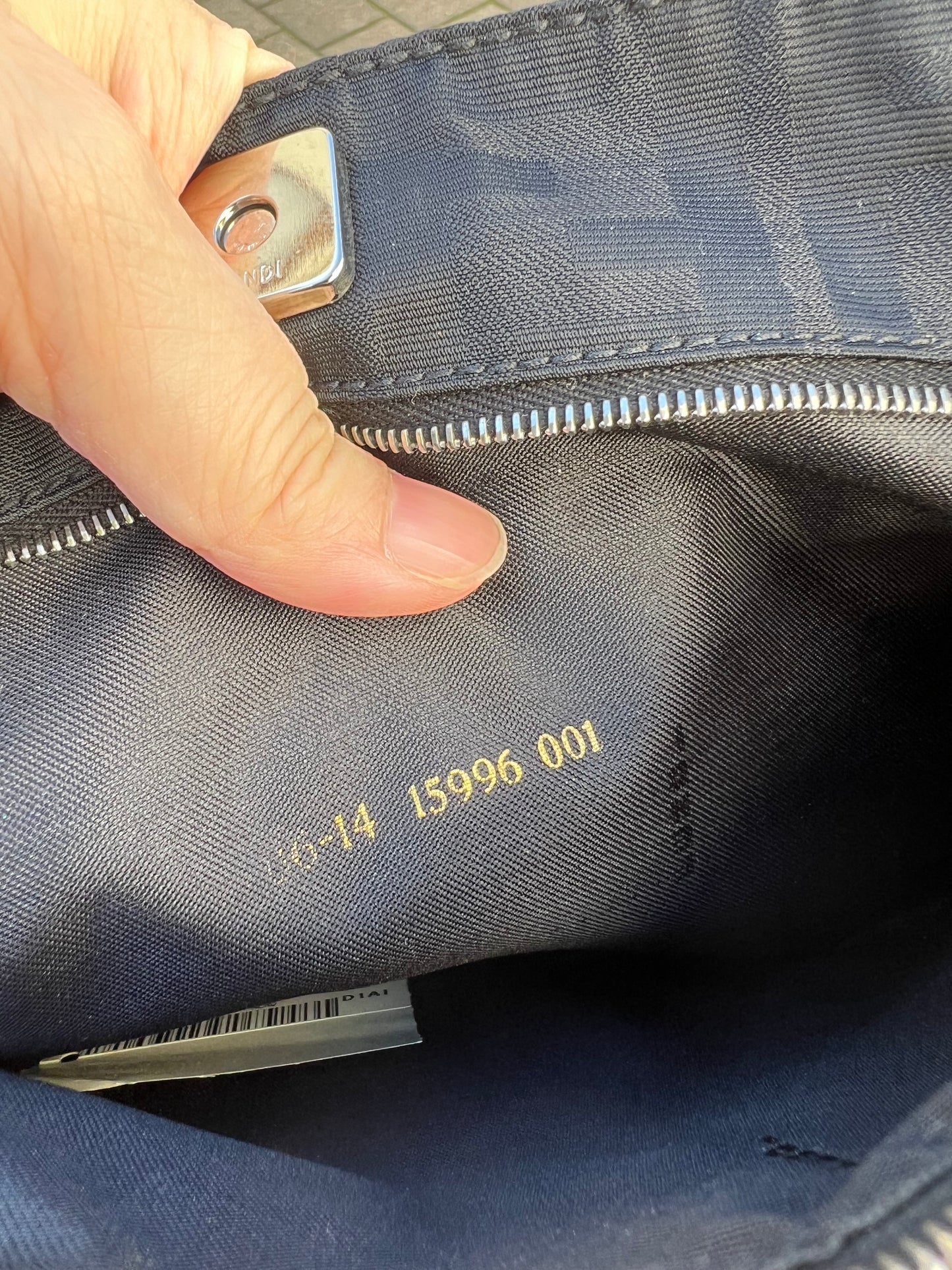 Pre-loved Fendi Zucco Print Hobo Shoulder Bag Black