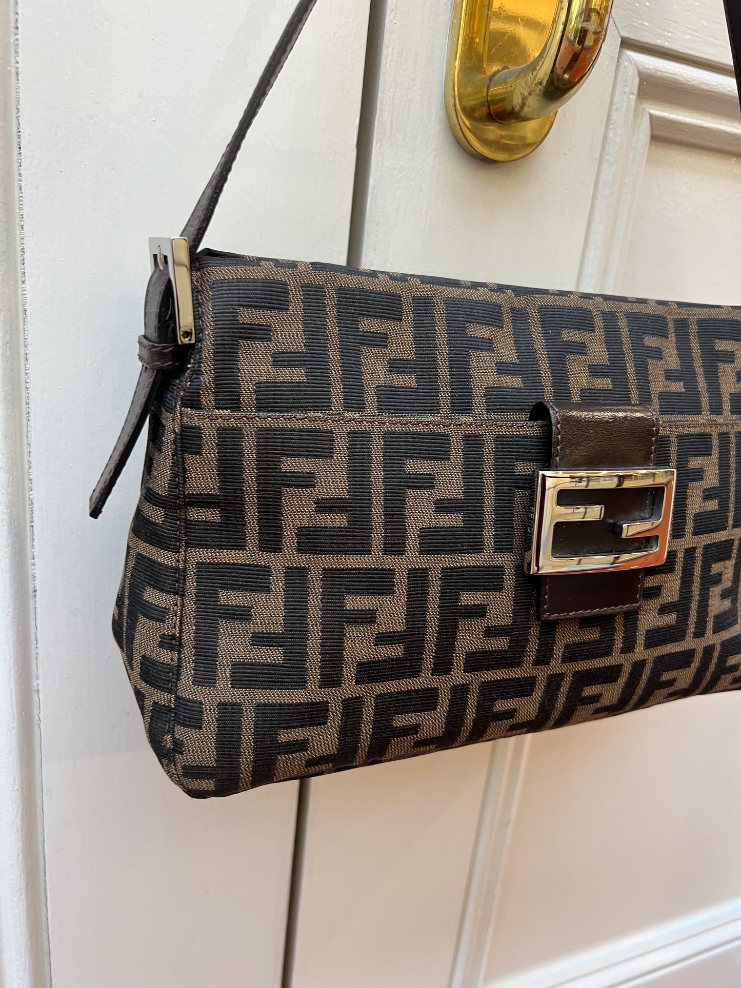 Pre-loved Fendi Zucca FF Mamma Forever Baguette Flap