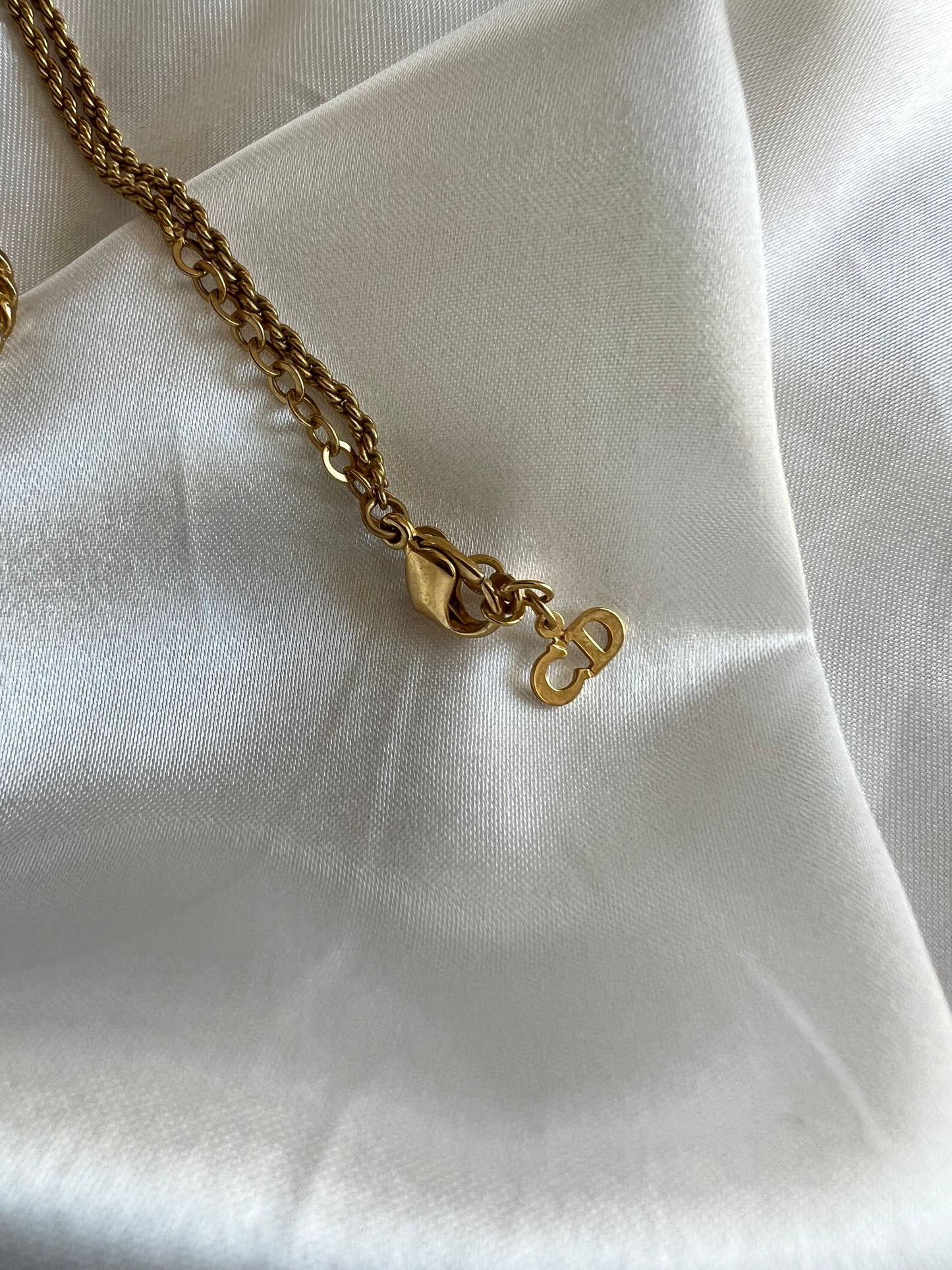 Pre-loved Christian Dior Emblem Logo Pendant Necklace Gold Plated
