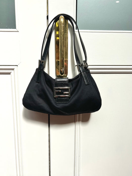 Pre-loved Fendi Vintage Nylon Shoulder Bag Black