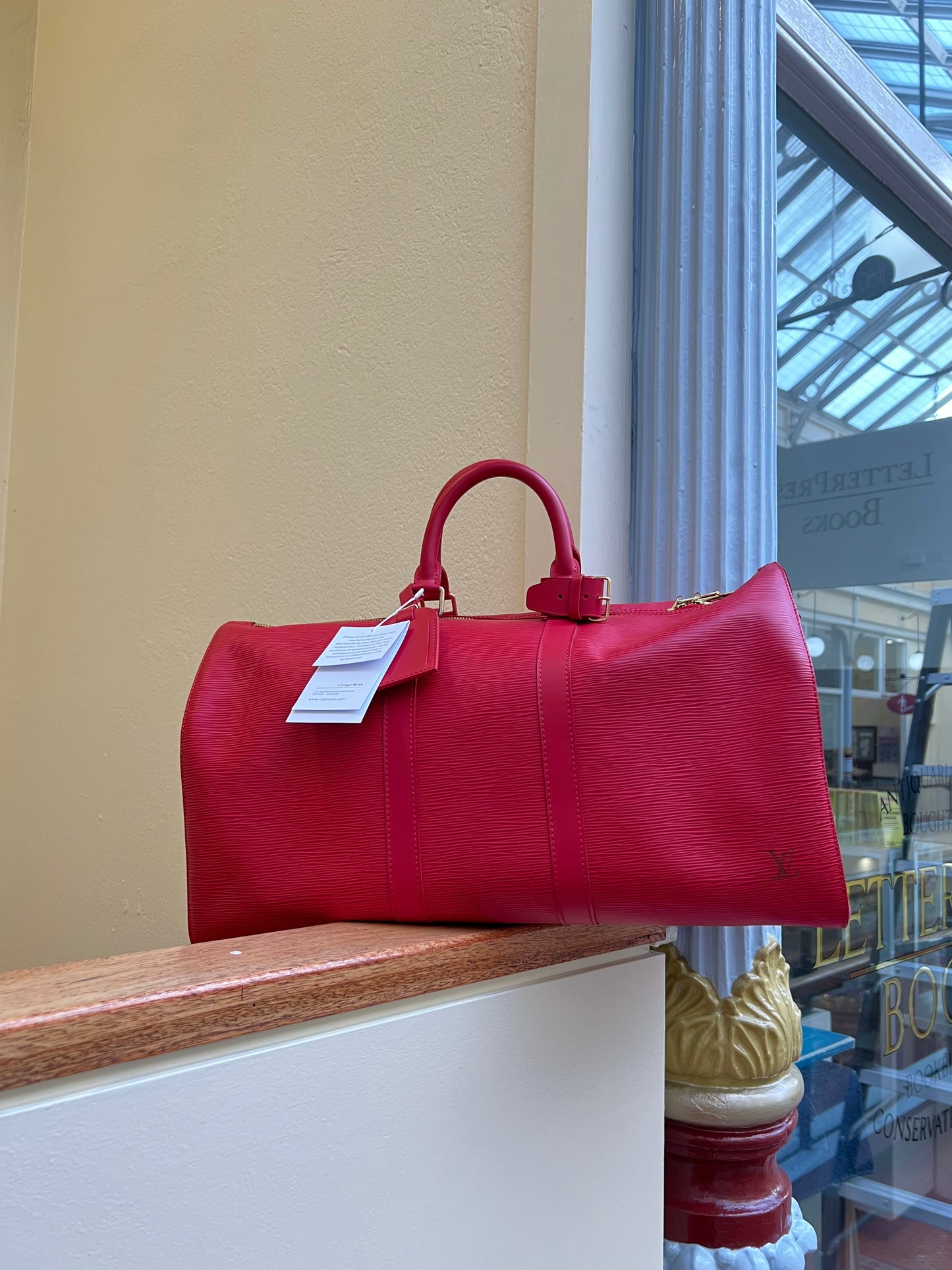 Pre-loved Louis Vuitton Keepall Leather 45 Travel Bag Red Epi Leather