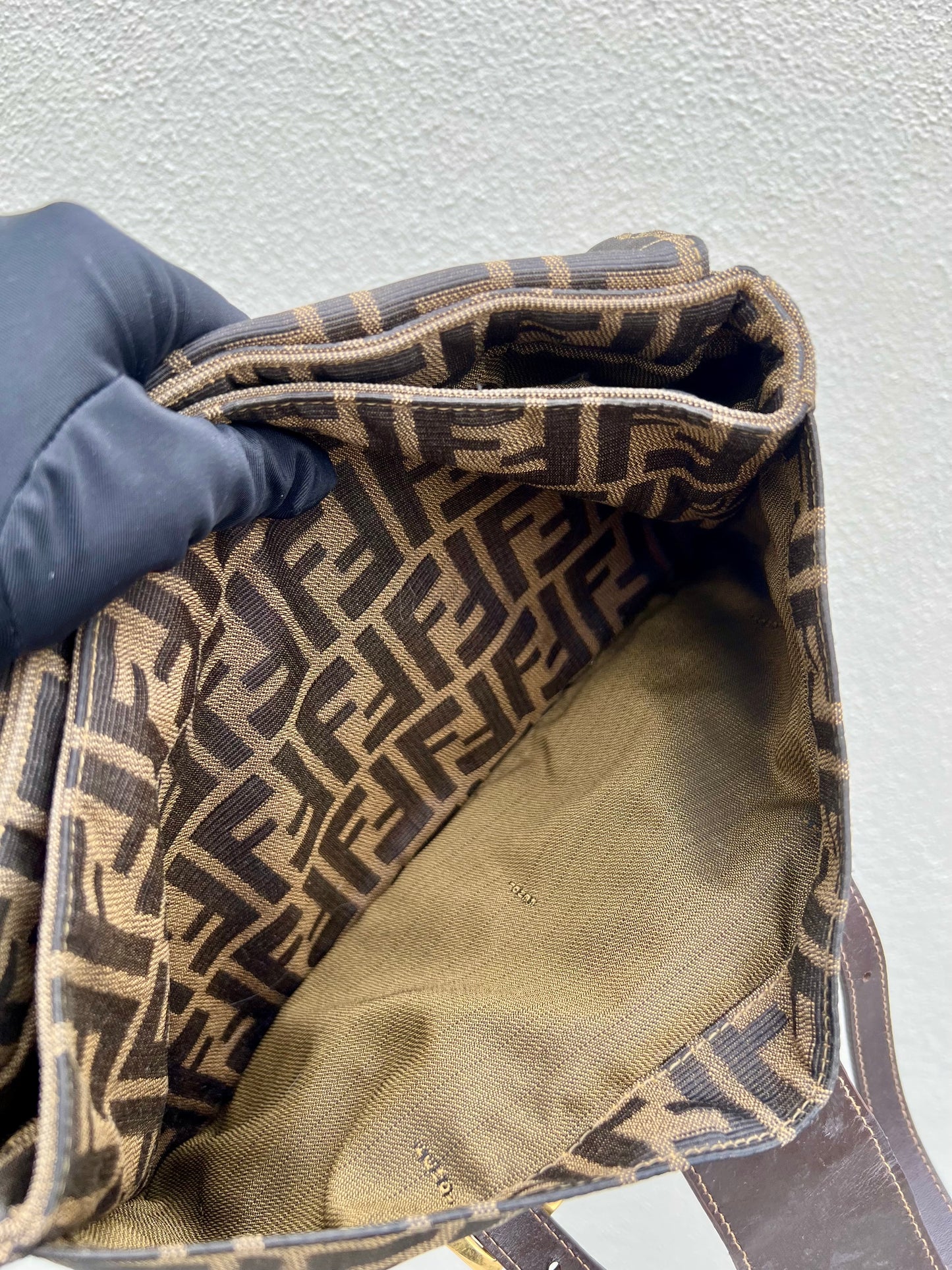 Pre-loved Fendi Zucca Brown Double Handle Bag