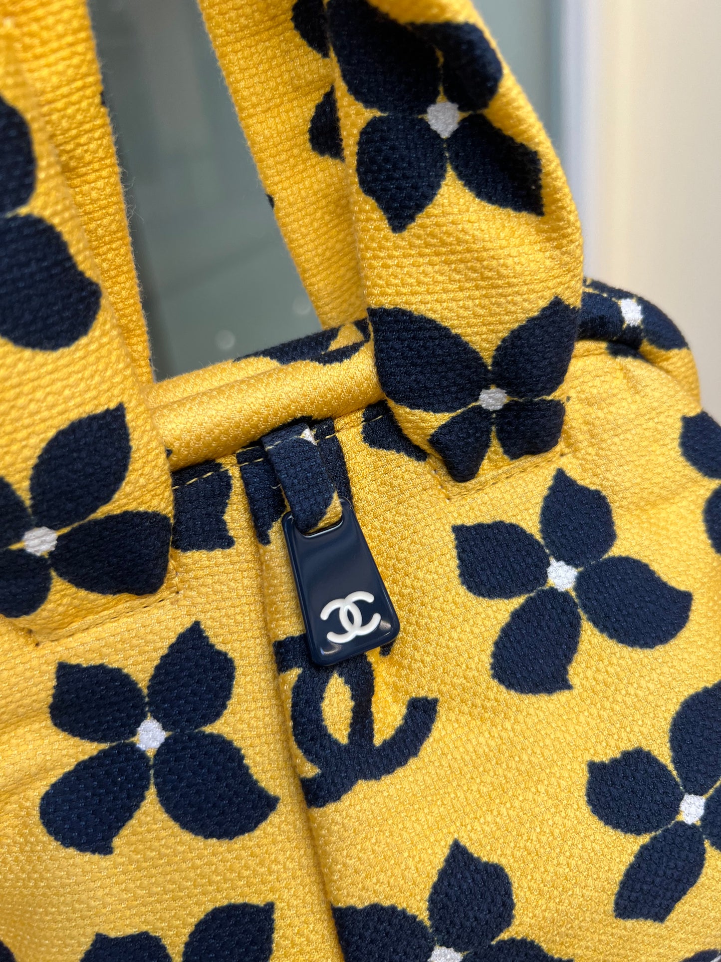 Pre-loved Vintage Chanel Printed CC Logo Framed Floral Bag Yellow 2002