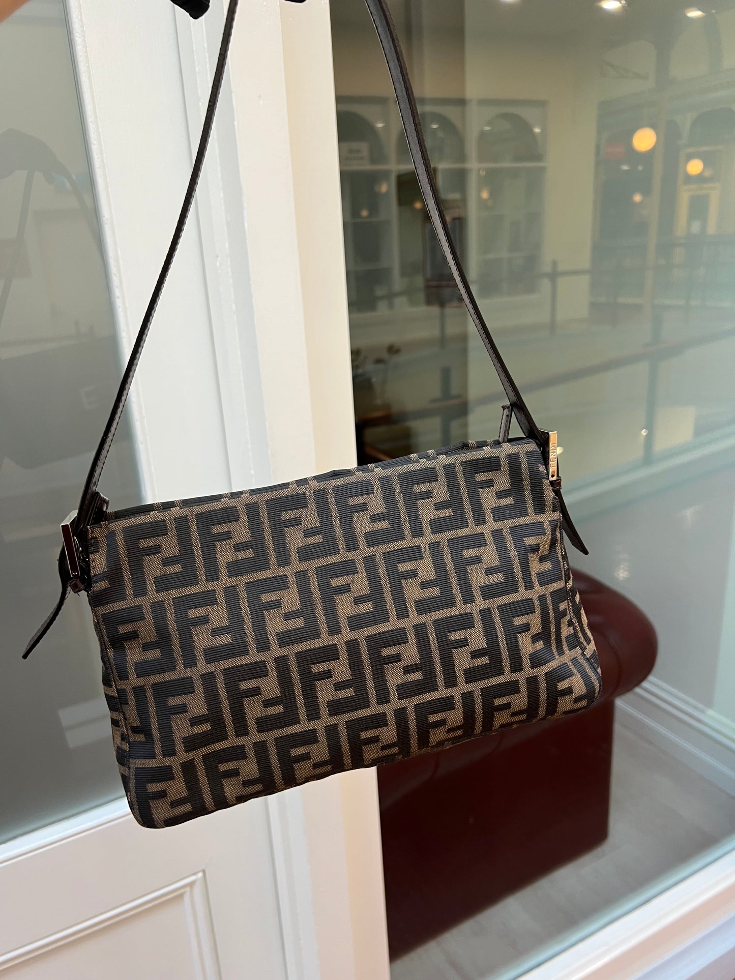 Pre-loved Fendi Zucca FF Mamma Forever Baguette Flap