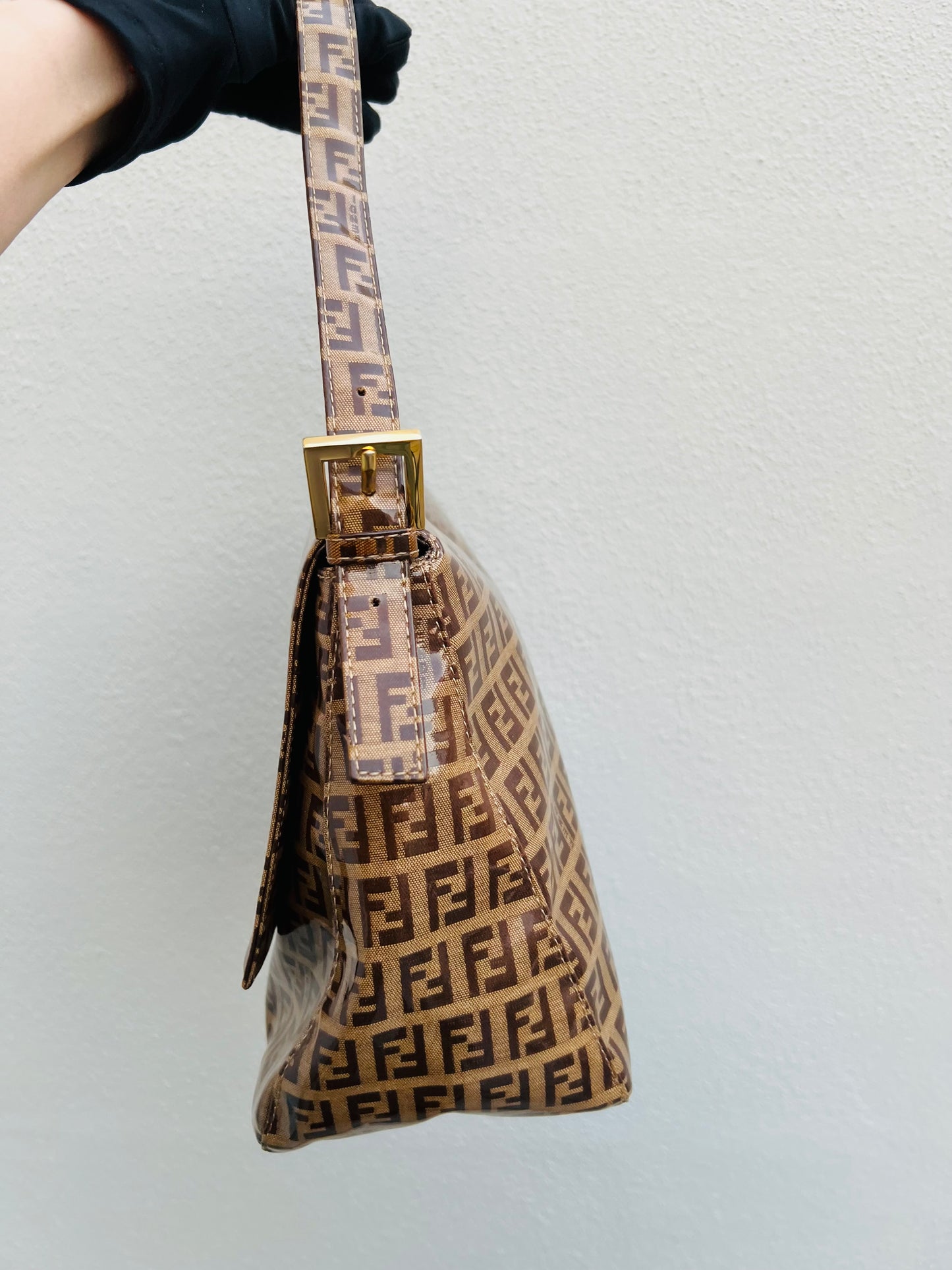 Pre-loved Fendi Vintage Crystal Zucchino Mamma Baguette Handbag