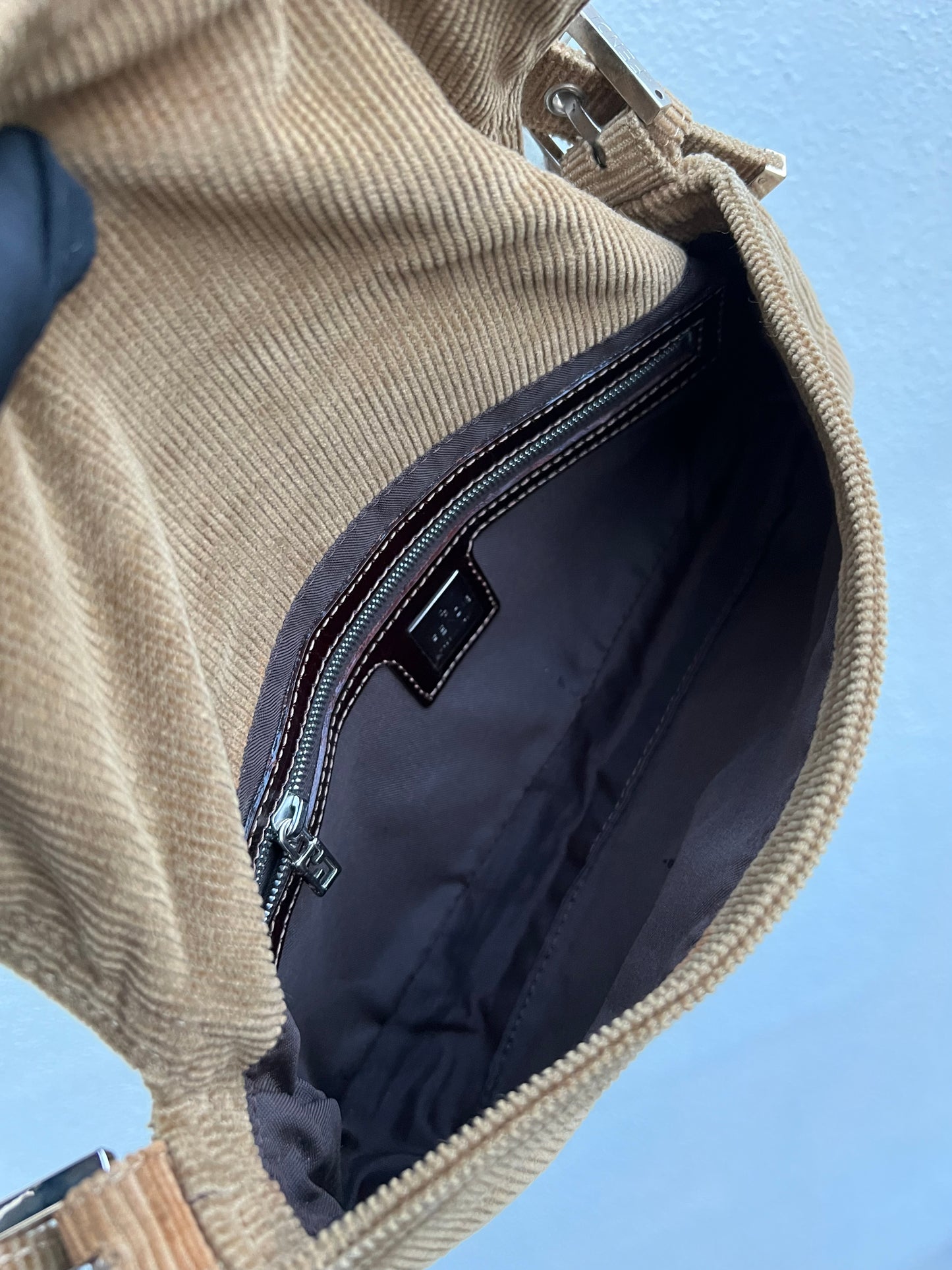 Pre-loved Fendi Vintage Corduroy Baguette Handbag