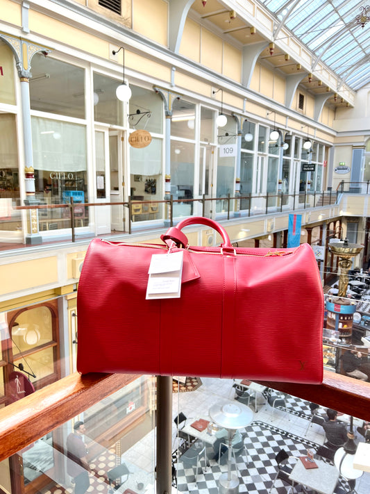 Pre-loved Louis Vuitton Keepall Leather 45 Travel Bag Red Epi Leather