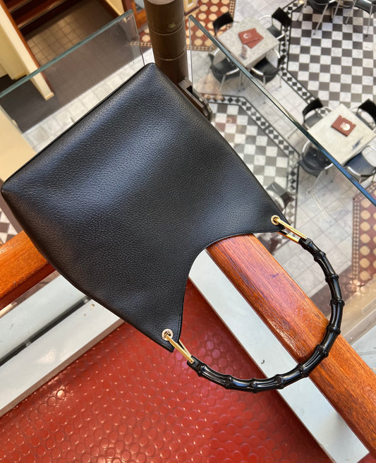 Gucci Bamboo Handle Hobo Handbag Black 2000s