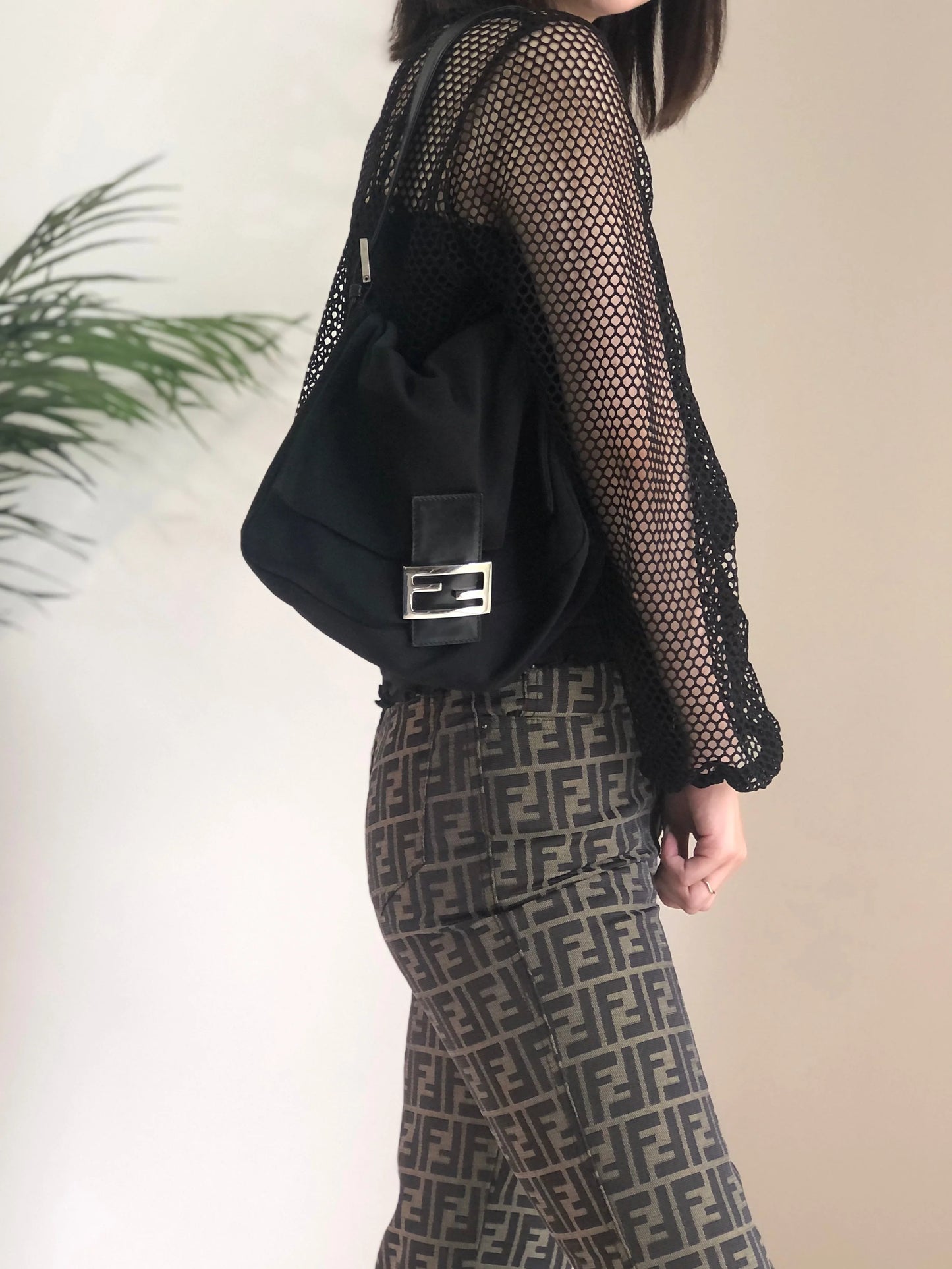 Pre-loved Fendi Mamma Baguette Handbag Black Nylon