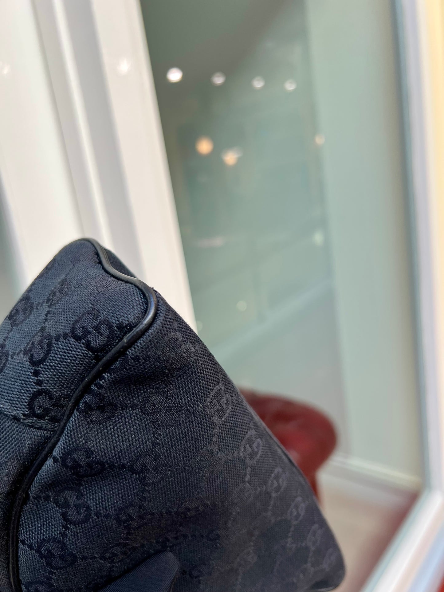 Pre-loved Gucci GG Monogram Half Moon Pochette Shoulder Bag Black