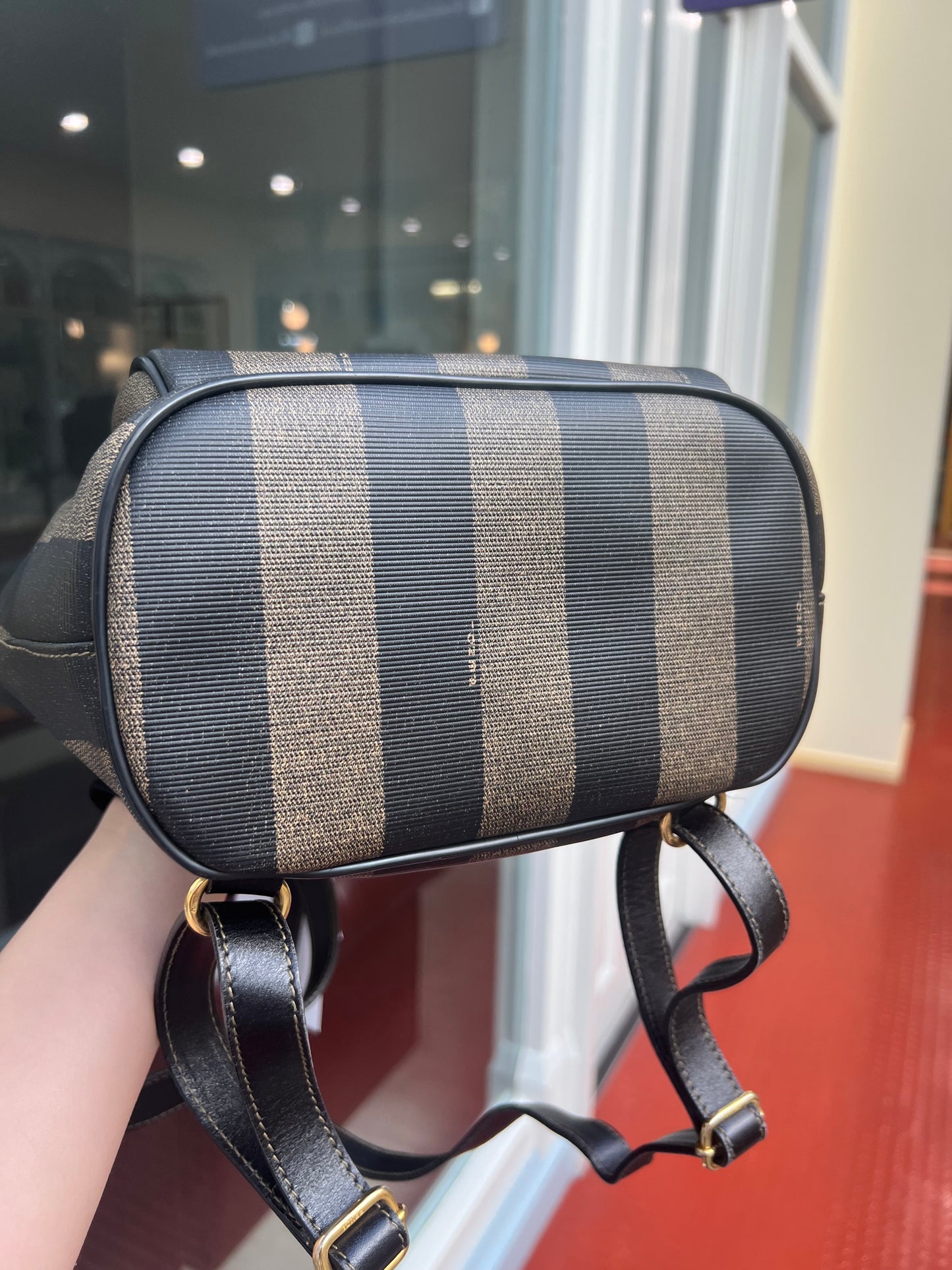 Pre-loved Fendi Vintage Backpack in Brown Pequin Striped