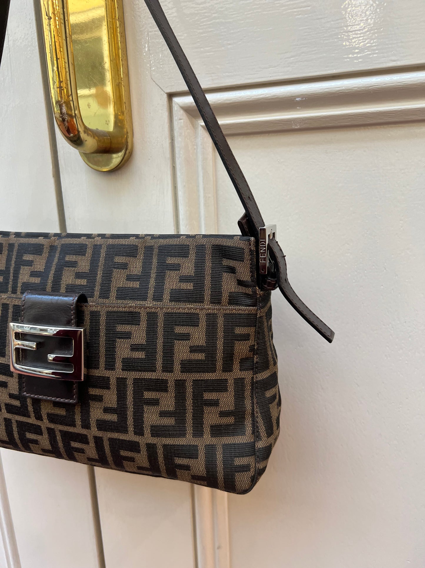 Pre-loved Fendi Zucca FF Mamma Forever Baguette Flap