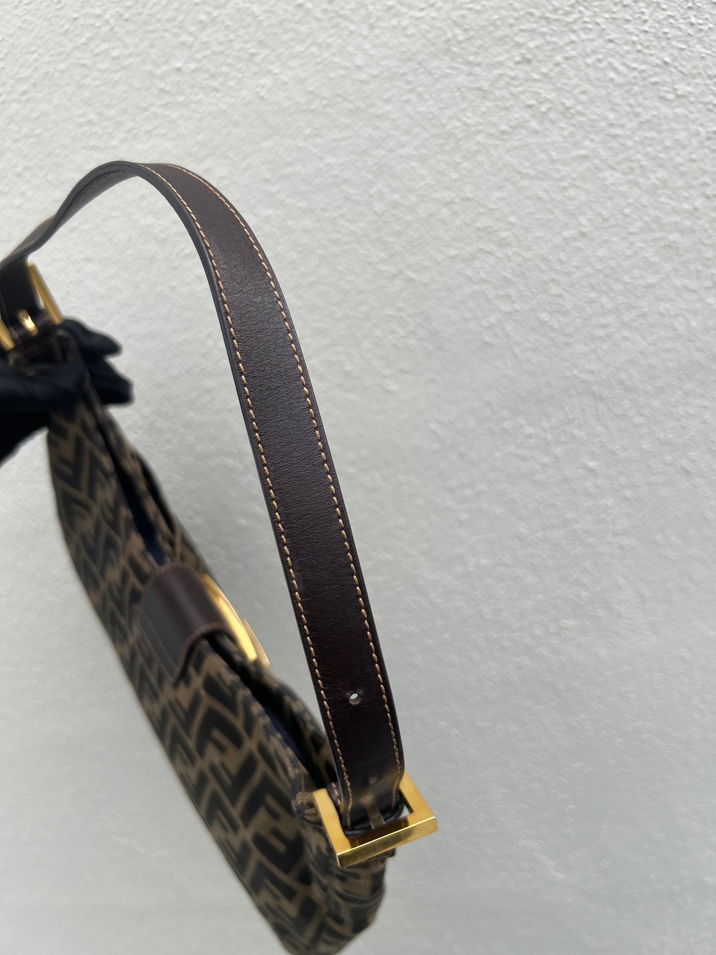 Pre-loved FENDI Zucca Canvas Mamma Croissant Baguette Shoulder Bag