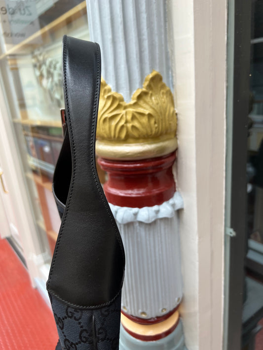 Pre-loved Gucci Black GG Canvas and Leather Jackie O Hobo