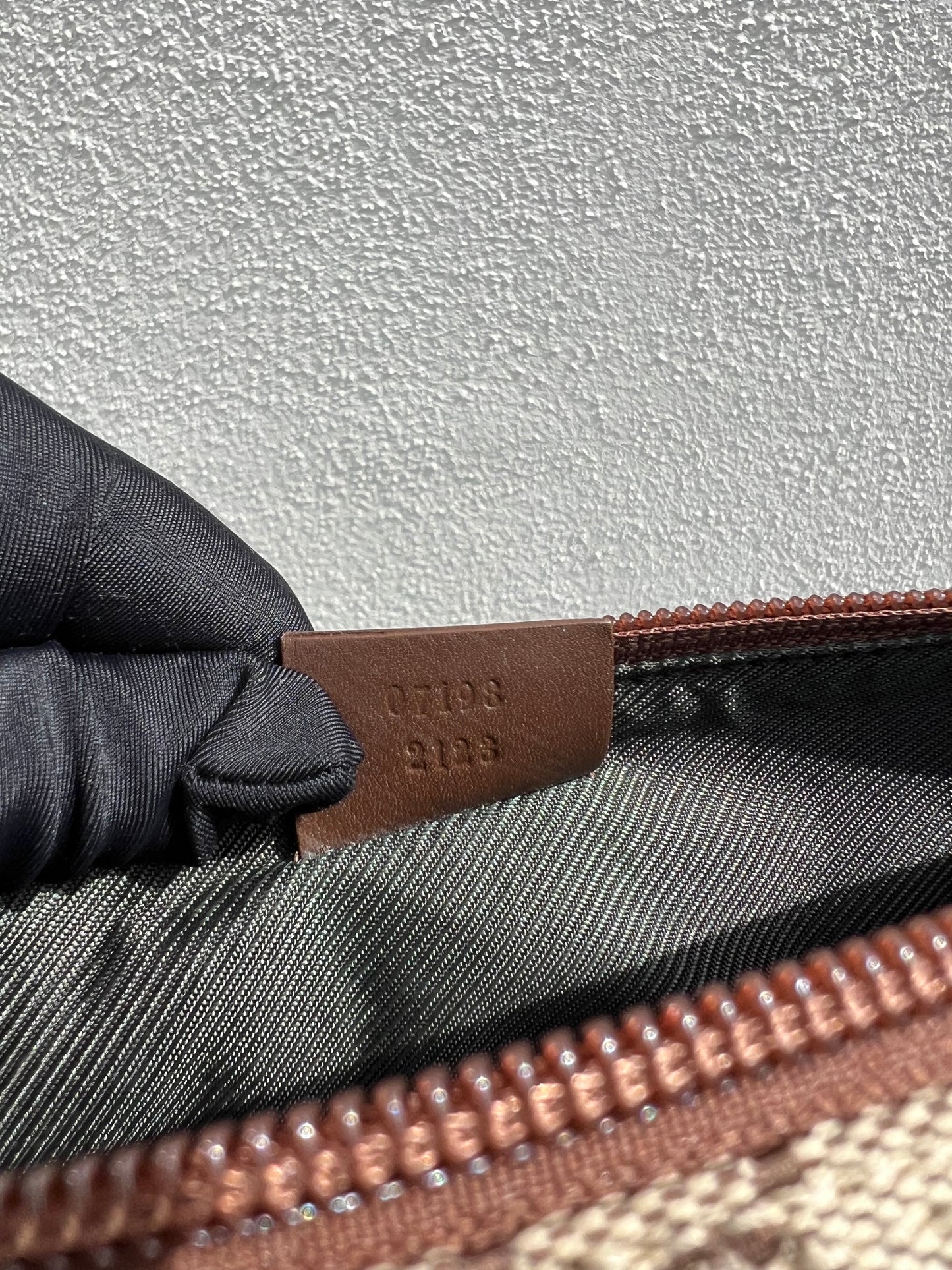 Pre-loved Gucci vintage GG Canvas Boat Baguette Bag Brown