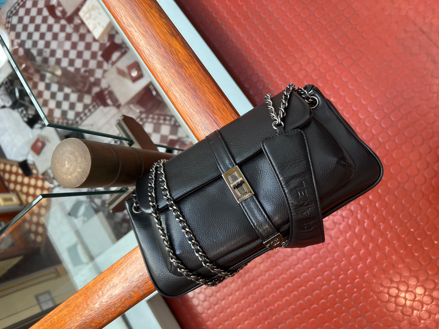 Pre-loved Chanel 2.55 Black Caviar Leather Shoulder & Crossbody Bag