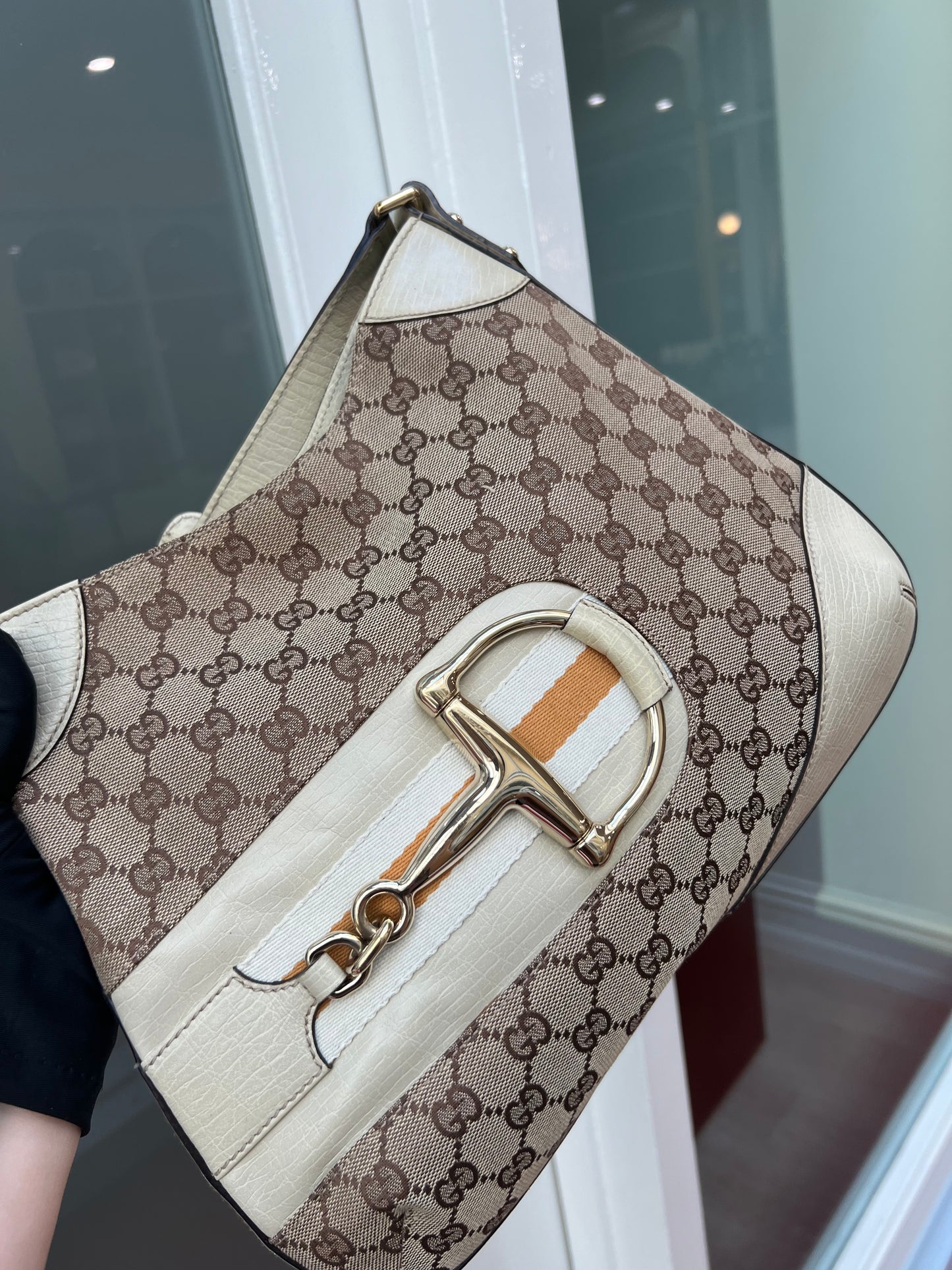 Pre-loved Gucci Hobo Horsebit Monogramm GG Shoulder bag