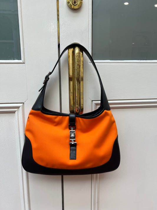Pre-loved 1999 Gucci by Tom Ford Orange Nylon Large Jackie Bag