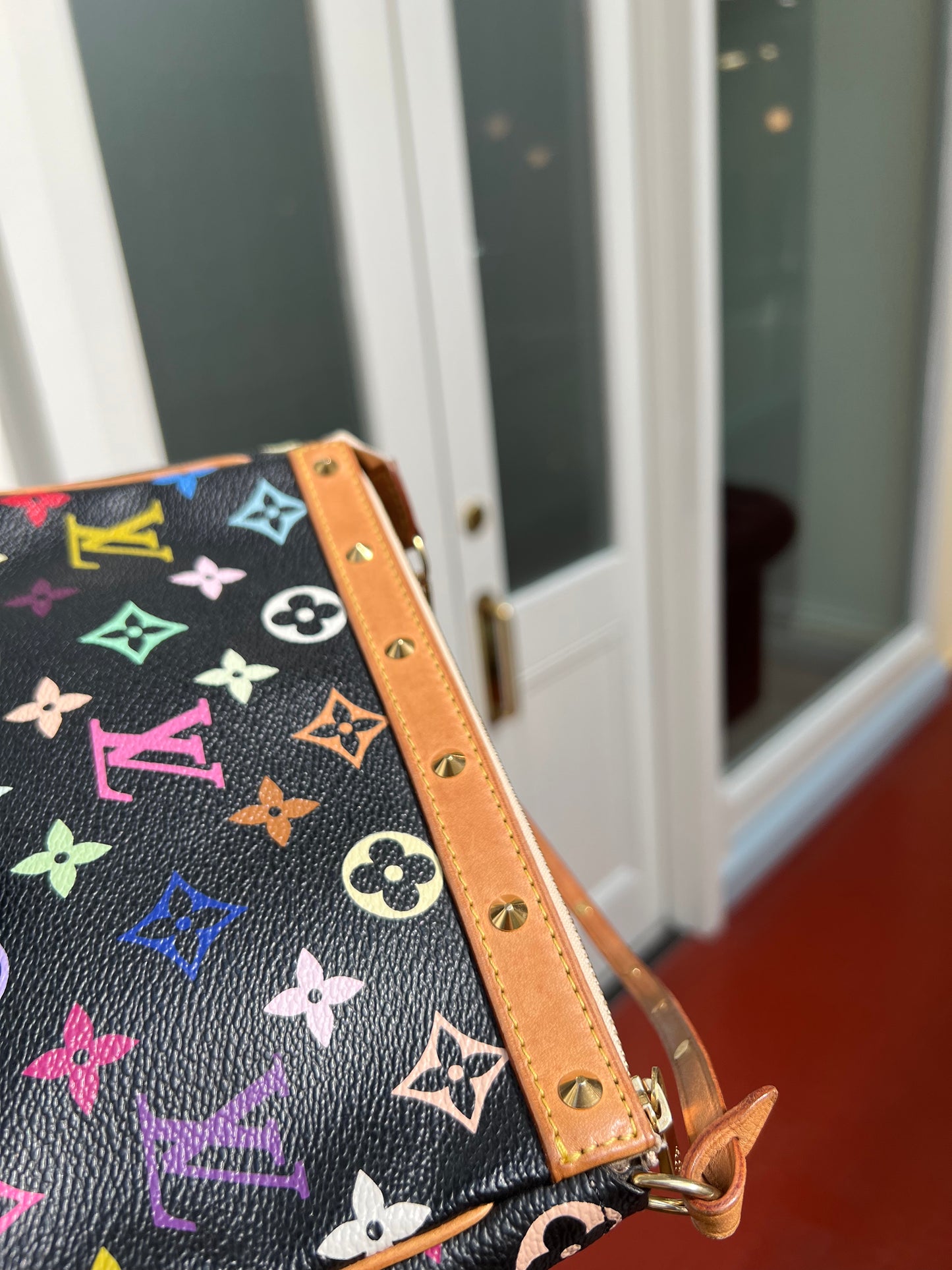 Pre-loved Louis Vuitton Vintage Pochette Accessoire Leather Handbag In Takashi Murakami Multicolour Monogram