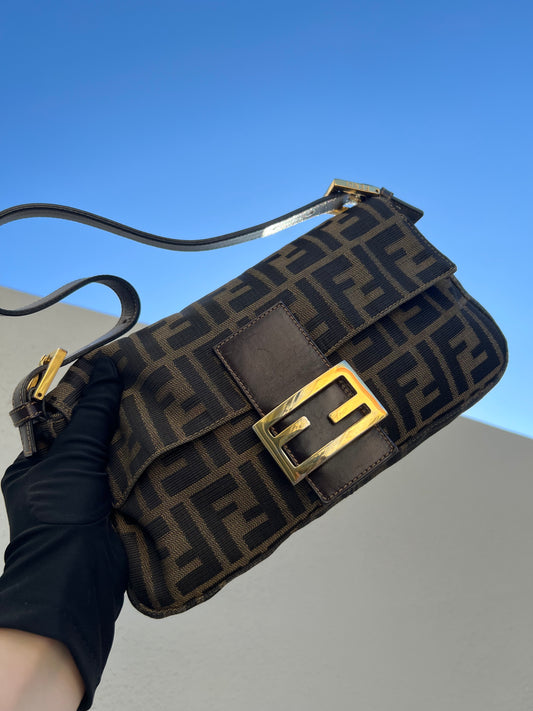 Pre-loved Fendi Vintage Zucca Baguette Handbag