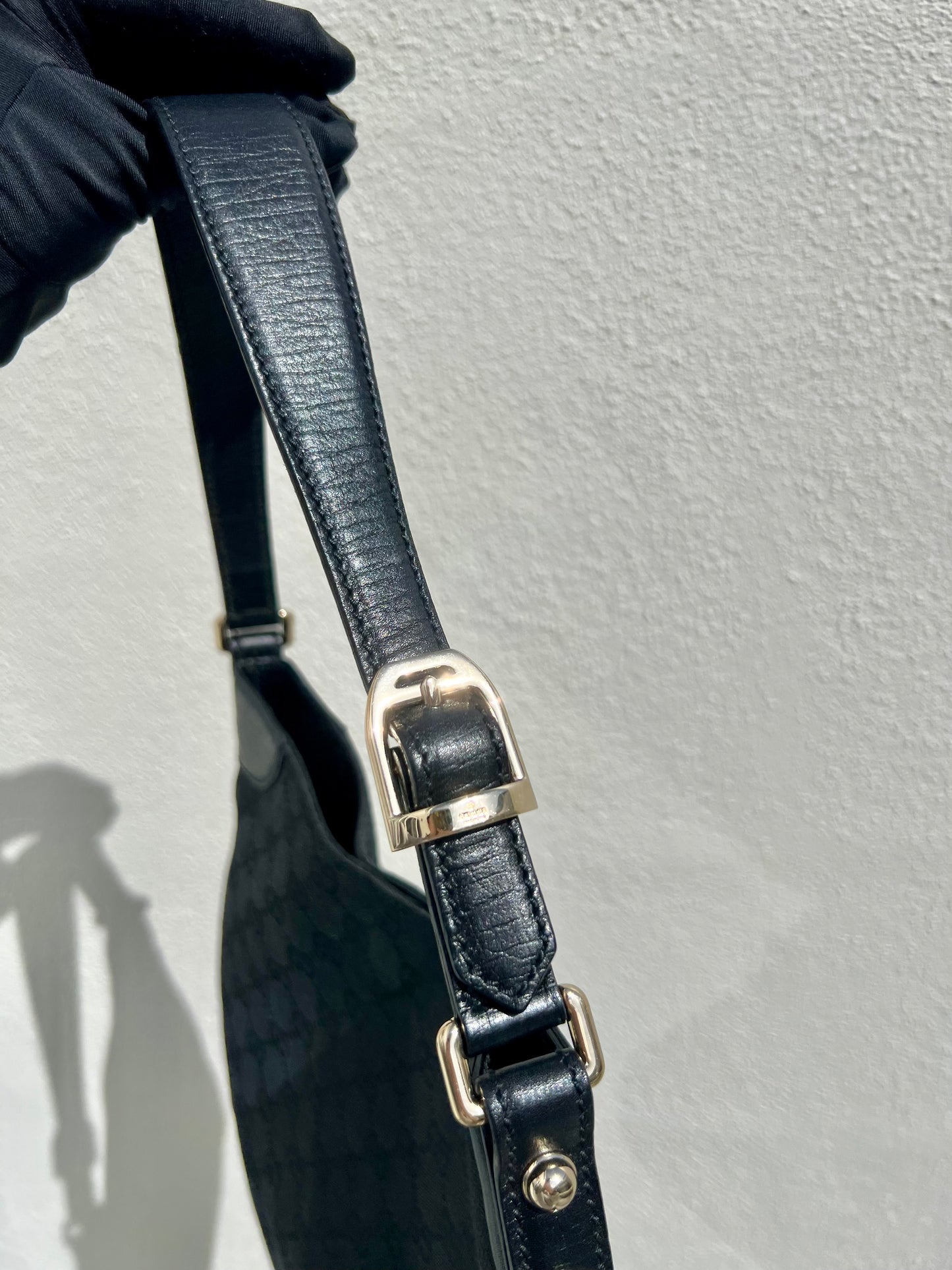 Pre-loved Gucci Horsebit Hasler Hobo Shoulder bag Black