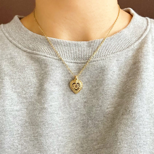 Pre-loved Christian Dior Vintage Rhinestone -embellished Heart Pendant Necklace