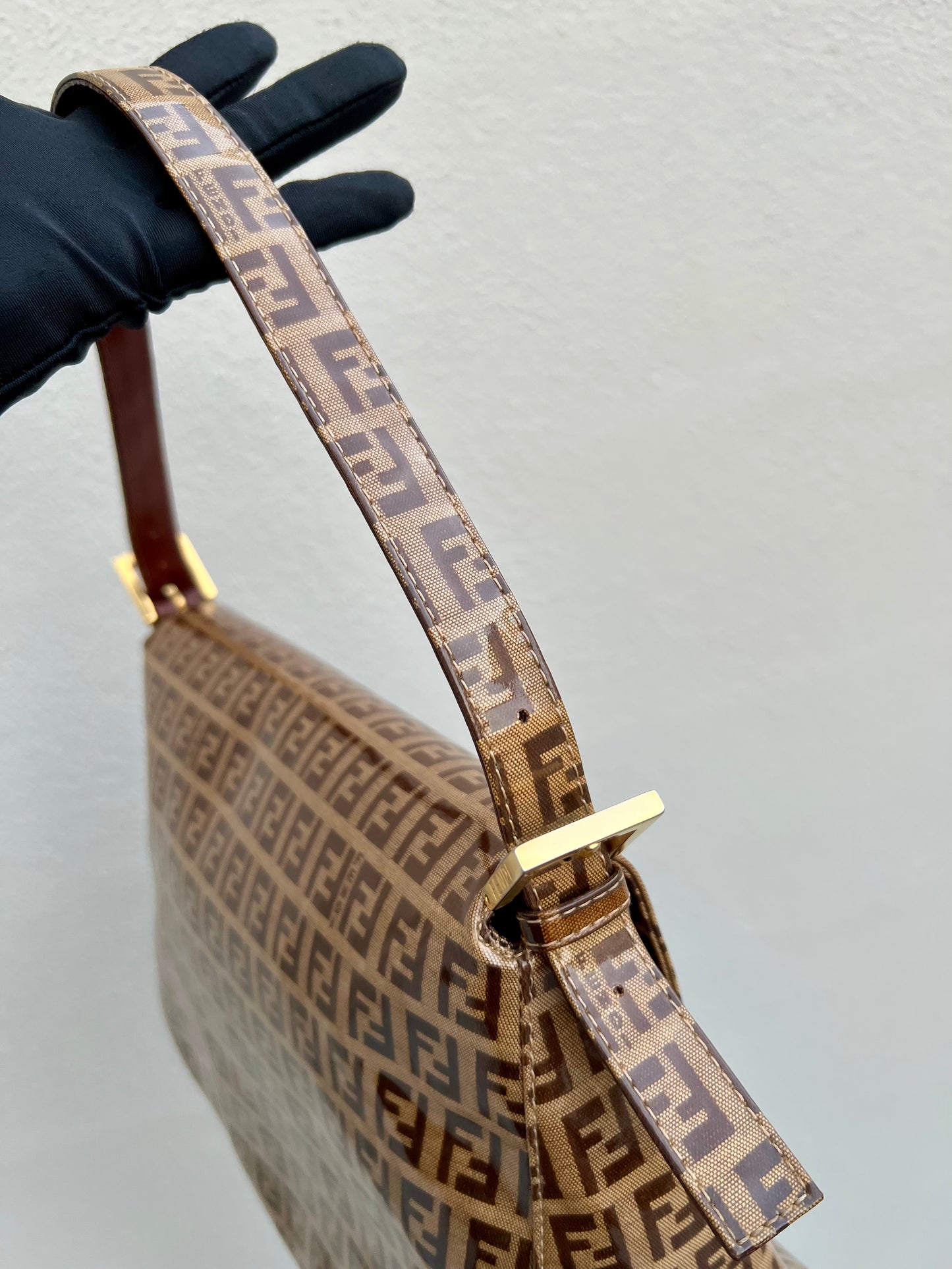Pre-loved Fendi Vintage Crystal Zucchino Mamma Baguette Handbag
