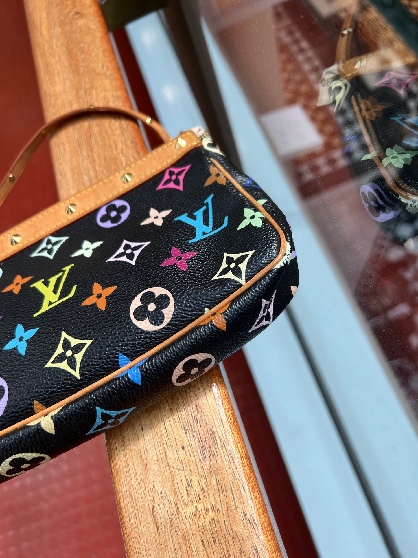 Pre-loved Louis Vuitton Vintage Pochette Accessoire Leather Handbag In Takashi Murakami Multicolour Monogram