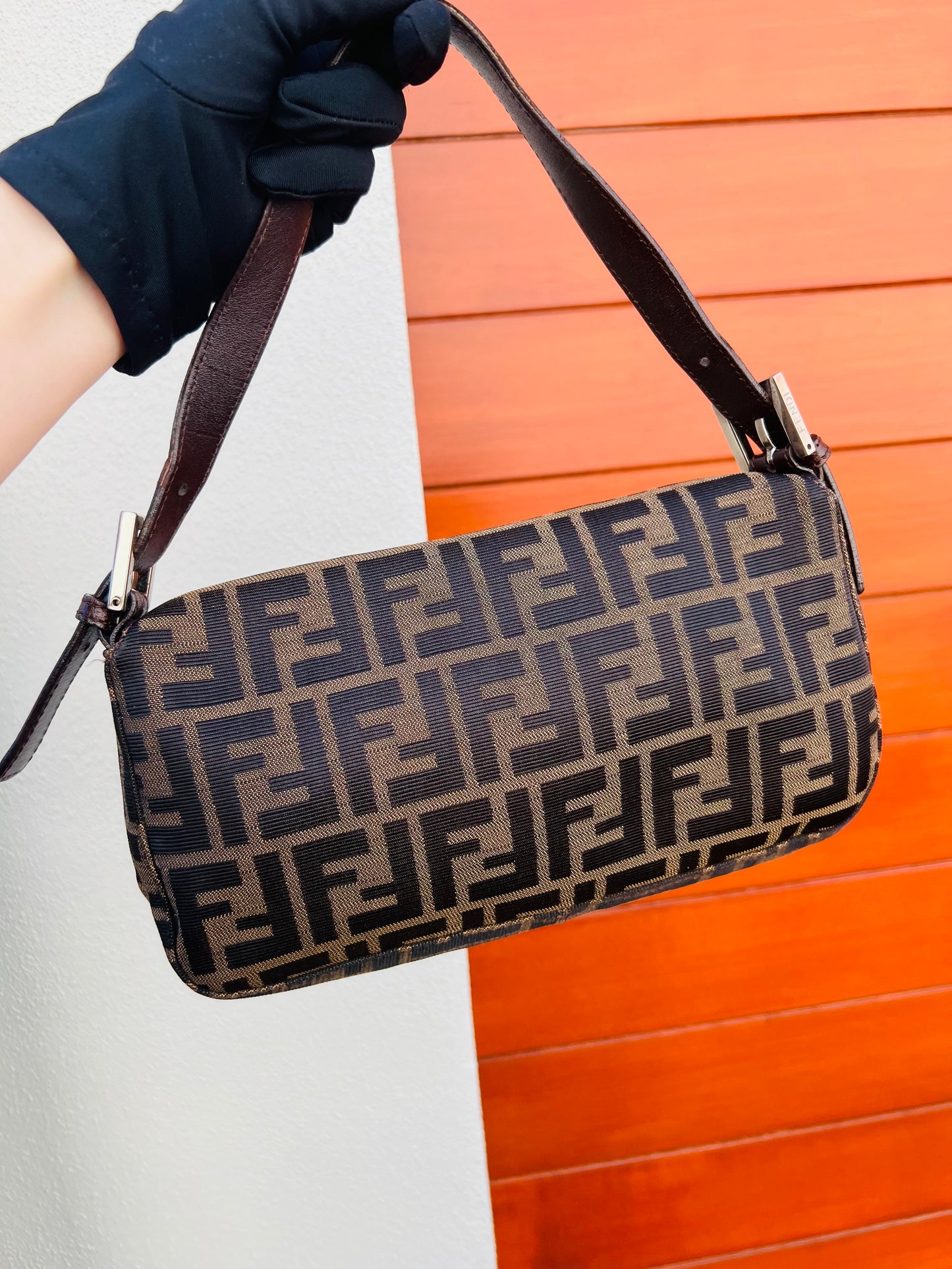 Pre-loved Fendi Vintage Zucca Baguette Handbag