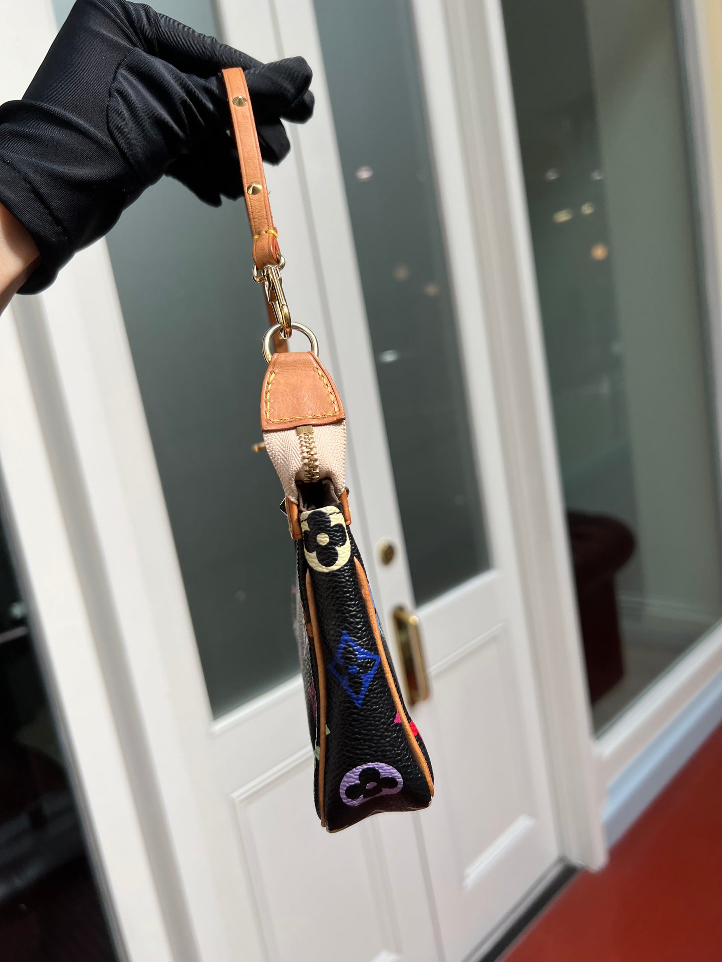 Pre-loved Louis Vuitton Vintage Pochette Accessoire Leather Handbag In Takashi Murakami Multicolour Monogram