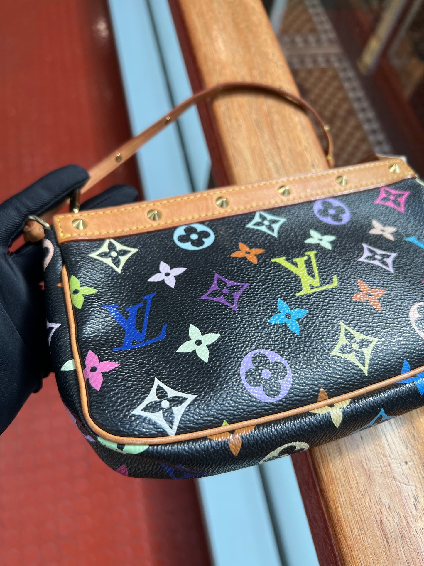 Pre-loved Louis Vuitton Vintage Pochette Accessoire Leather  Handbag In Takashi Murakami Multicolour Monogram