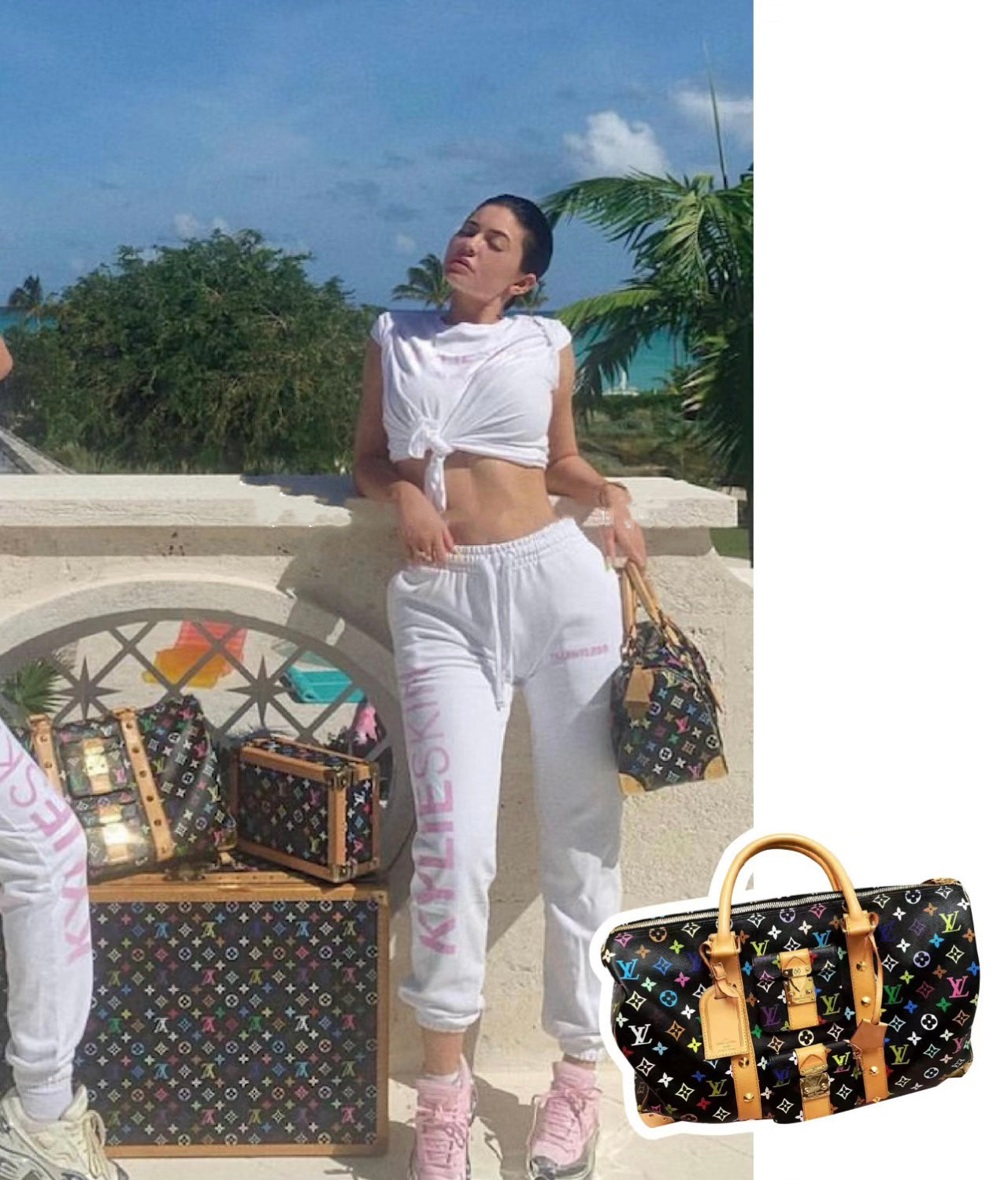 Pre-loved Louis Vuitton 2003 Black Monogram Multicolor keepall 45 Handbag Travelbag