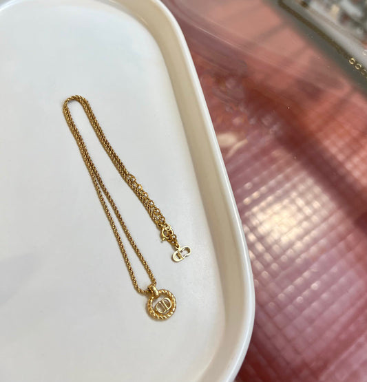 Pre-loved Christian Dior Vintage Logo-pendant Chain Necklace