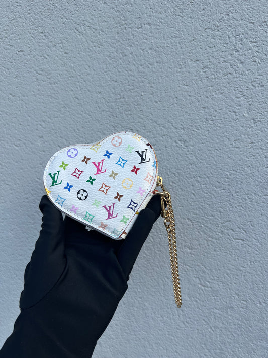 Pre- loved Louis Vuitton x Murakami Limited Edition Monogram Multicolor Porte Monnaie Coeur Porte-Monnaie 2007
