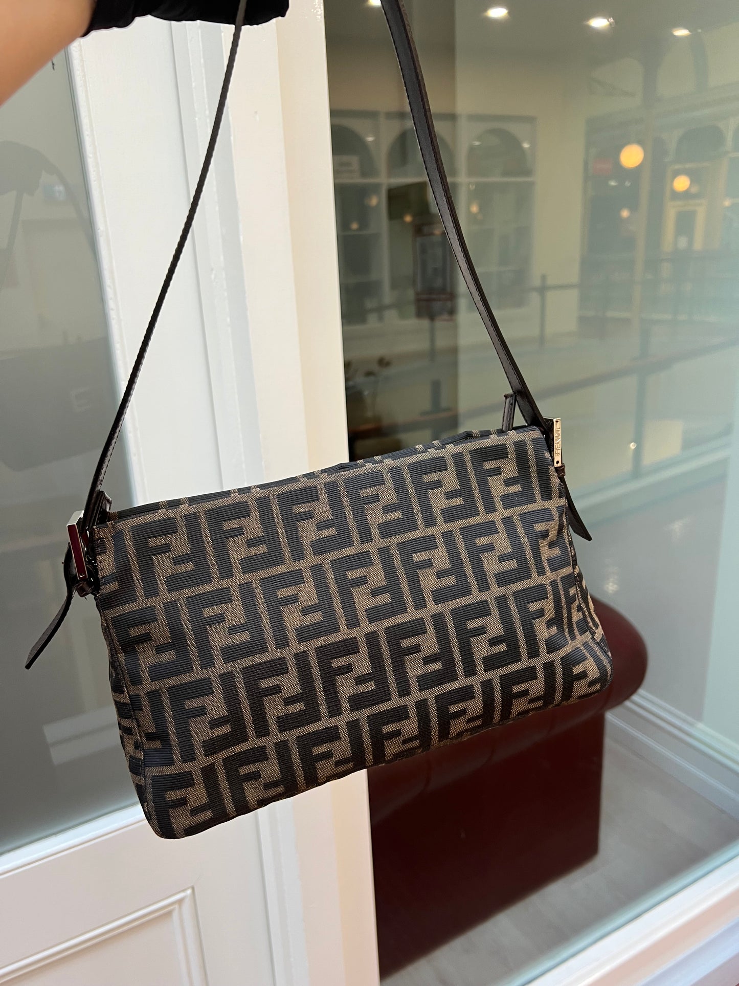 Pre-loved Fendi Zucca FF Mamma Forever Baguette Flap